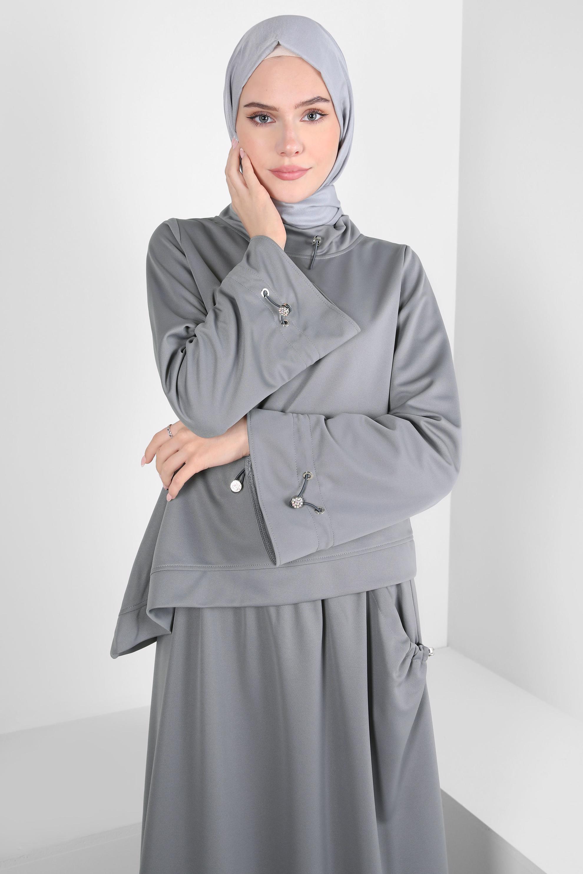 Vêtements hijab GRIS COSTUME À JUPE 43912