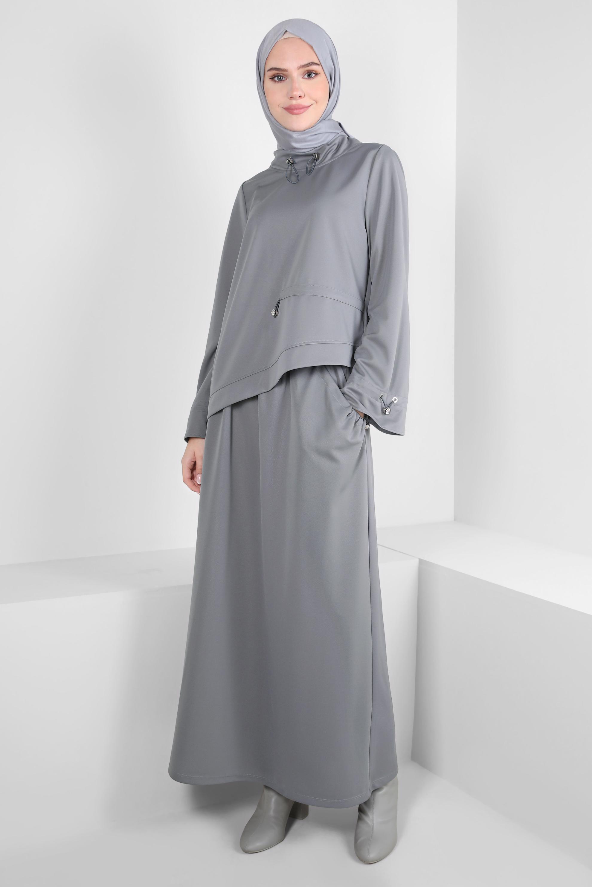Vêtements hijab GRIS COSTUME À JUPE 43912