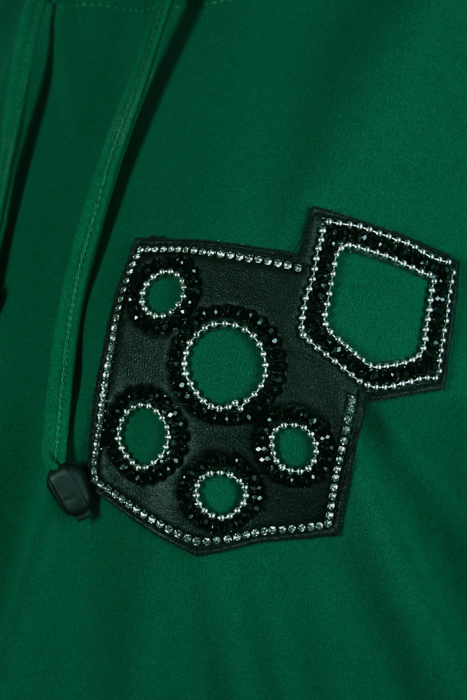 Tesettür giyim YEŞİL KAPÜŞONLU EŞOFMAN TUNİK 44120