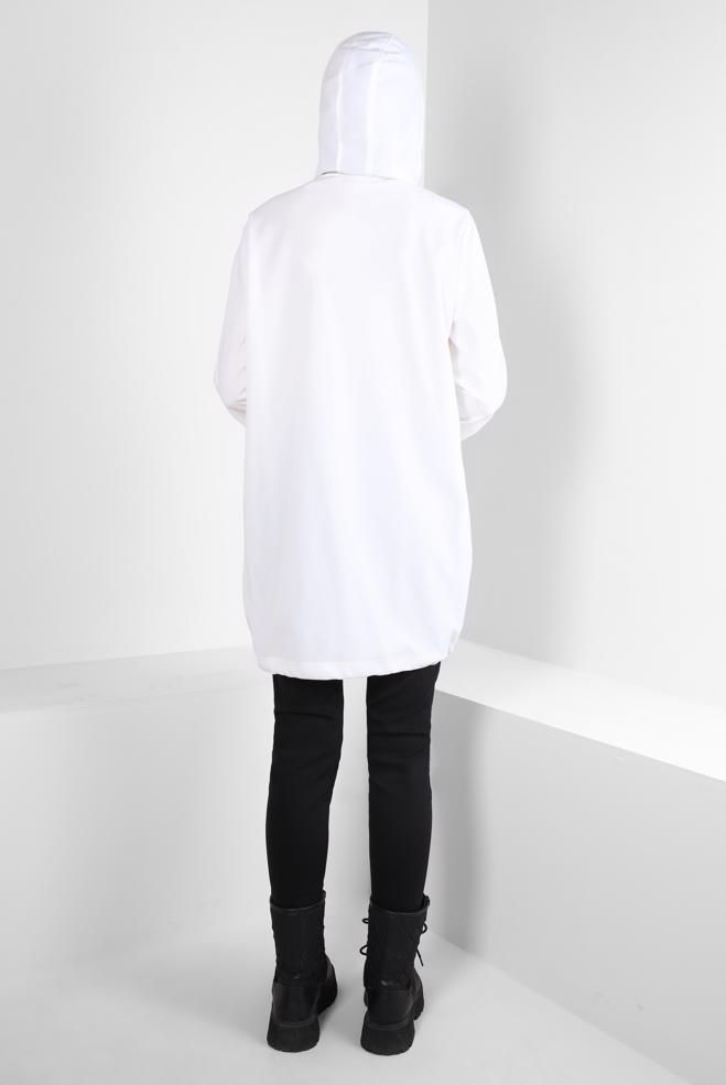 Tesettür giyim BEYAZ KAPÜŞONLU EŞOFMAN TUNİK 44121 - ALVİNA