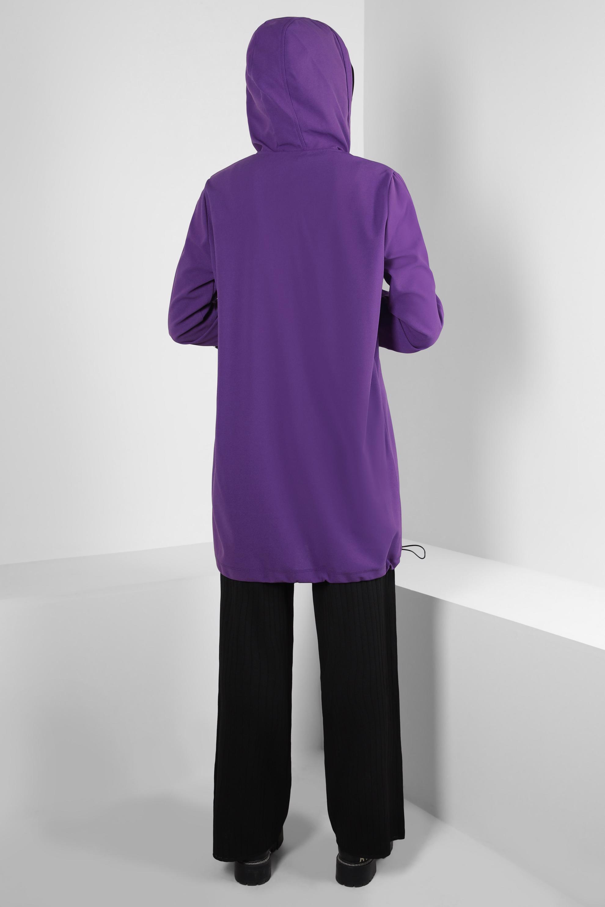 Tesettür giyim MOR KAPÜŞONLU EŞOFMAN TUNİK 44121