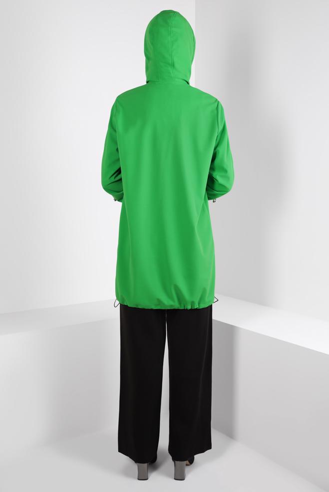 Tesettür giyim YEŞİL KAPÜŞONLU EŞOFMAN TUNİK 44121 - ALVİNA