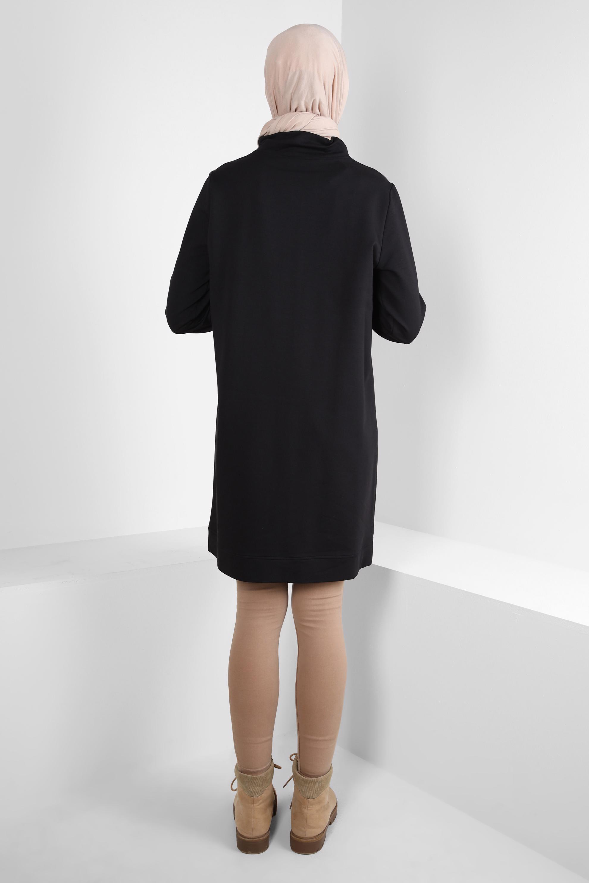 Tesettür giyim SİYAH ŞERİTLİ EŞOFMAN TUNİK 44122