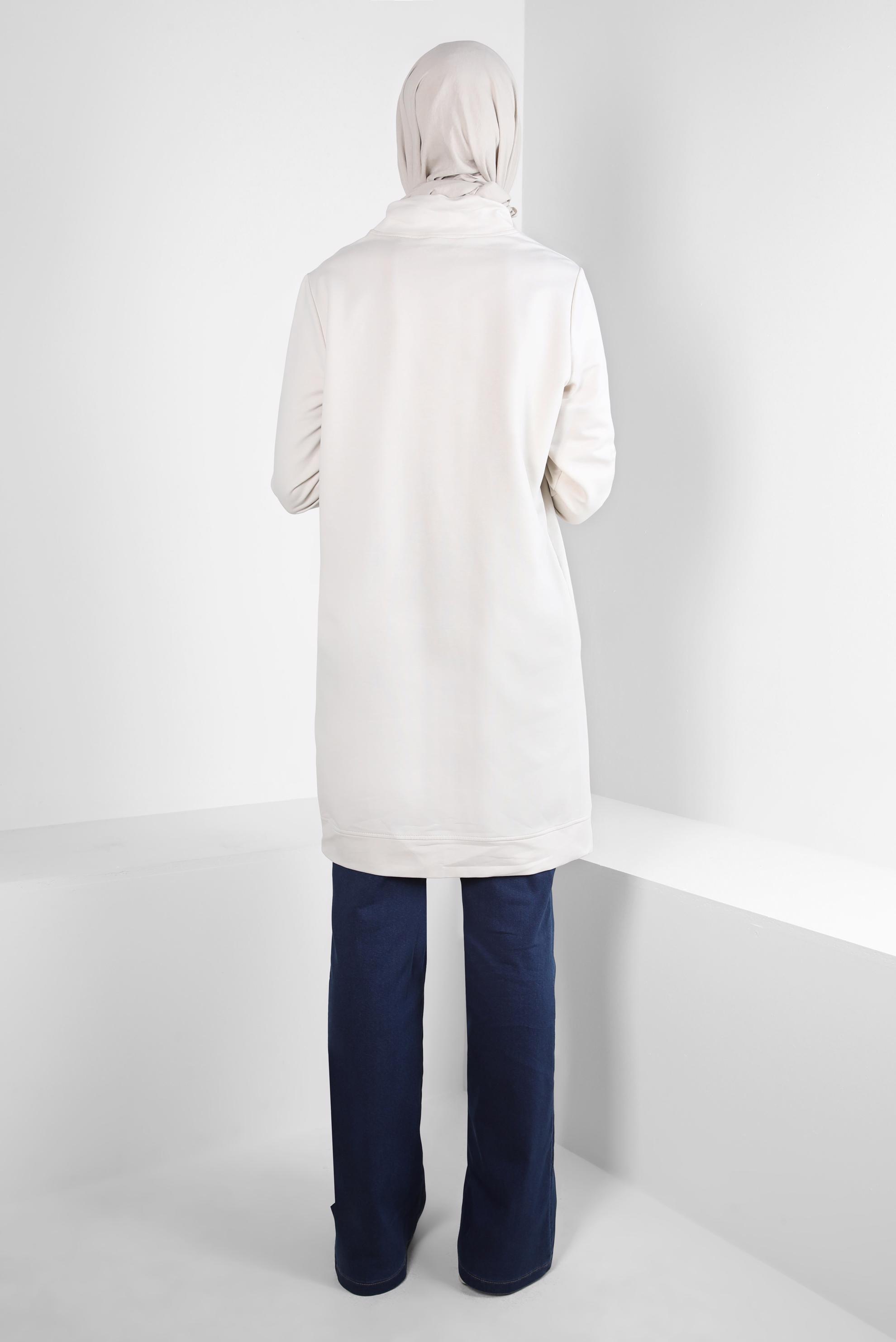 Tesettür giyim BEJ ŞERİTLİ EŞOFMAN TUNİK 44122