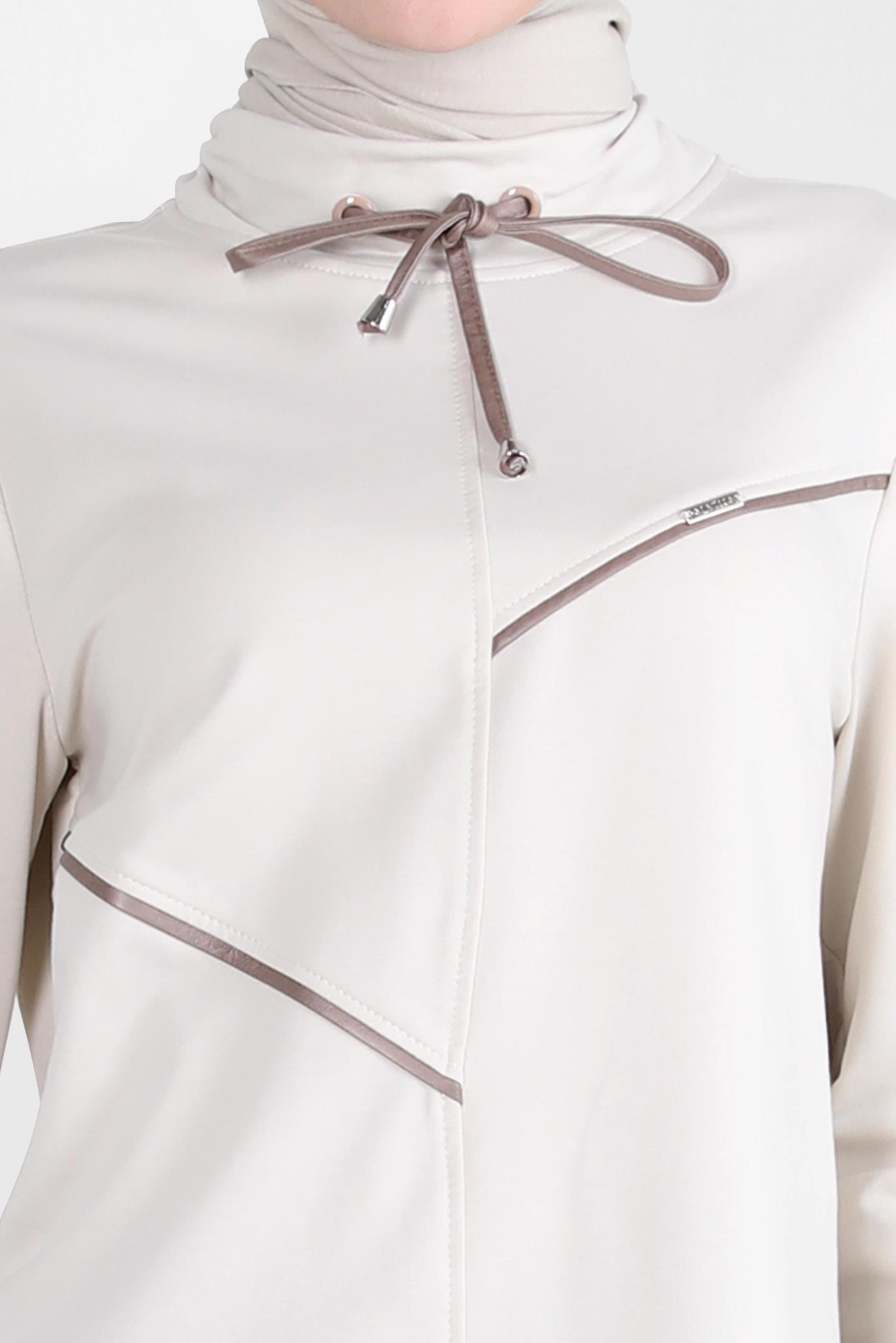 Tesettür giyim BEJ ŞERİTLİ EŞOFMAN TUNİK 44122