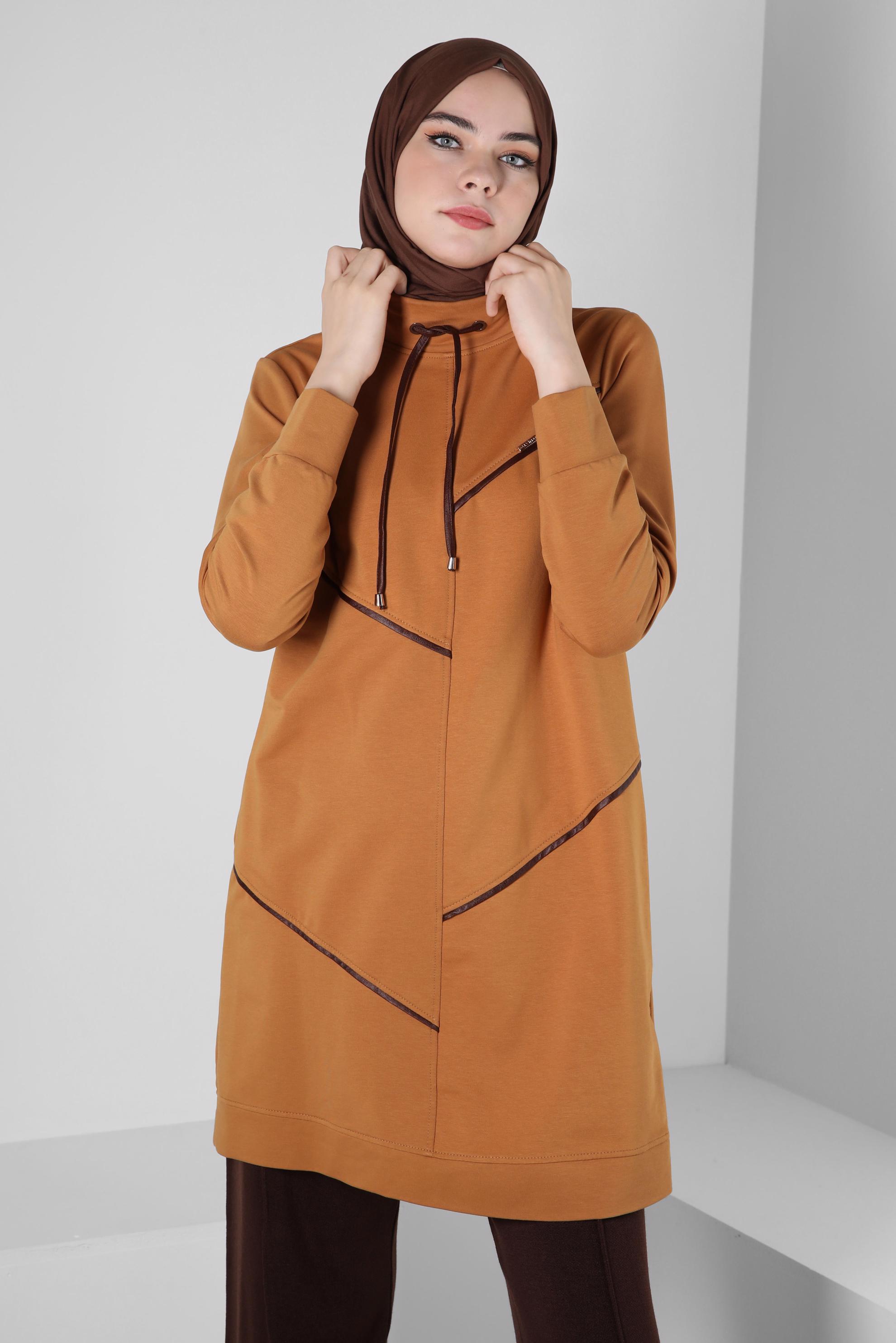 Tesettür giyim SARI ŞERİTLİ EŞOFMAN TUNİK 44122