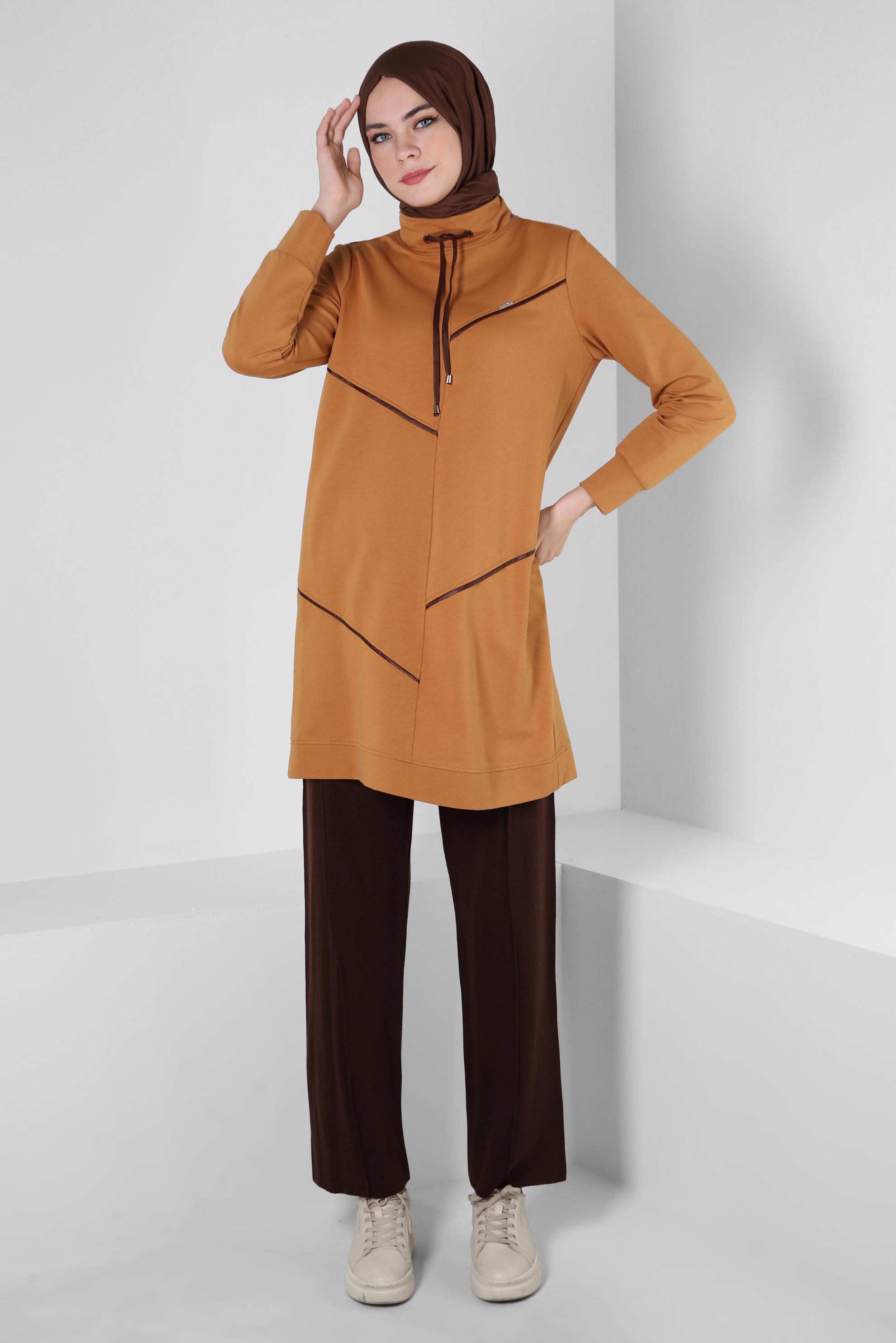 Tesettür giyim SARI ŞERİTLİ EŞOFMAN TUNİK 44122