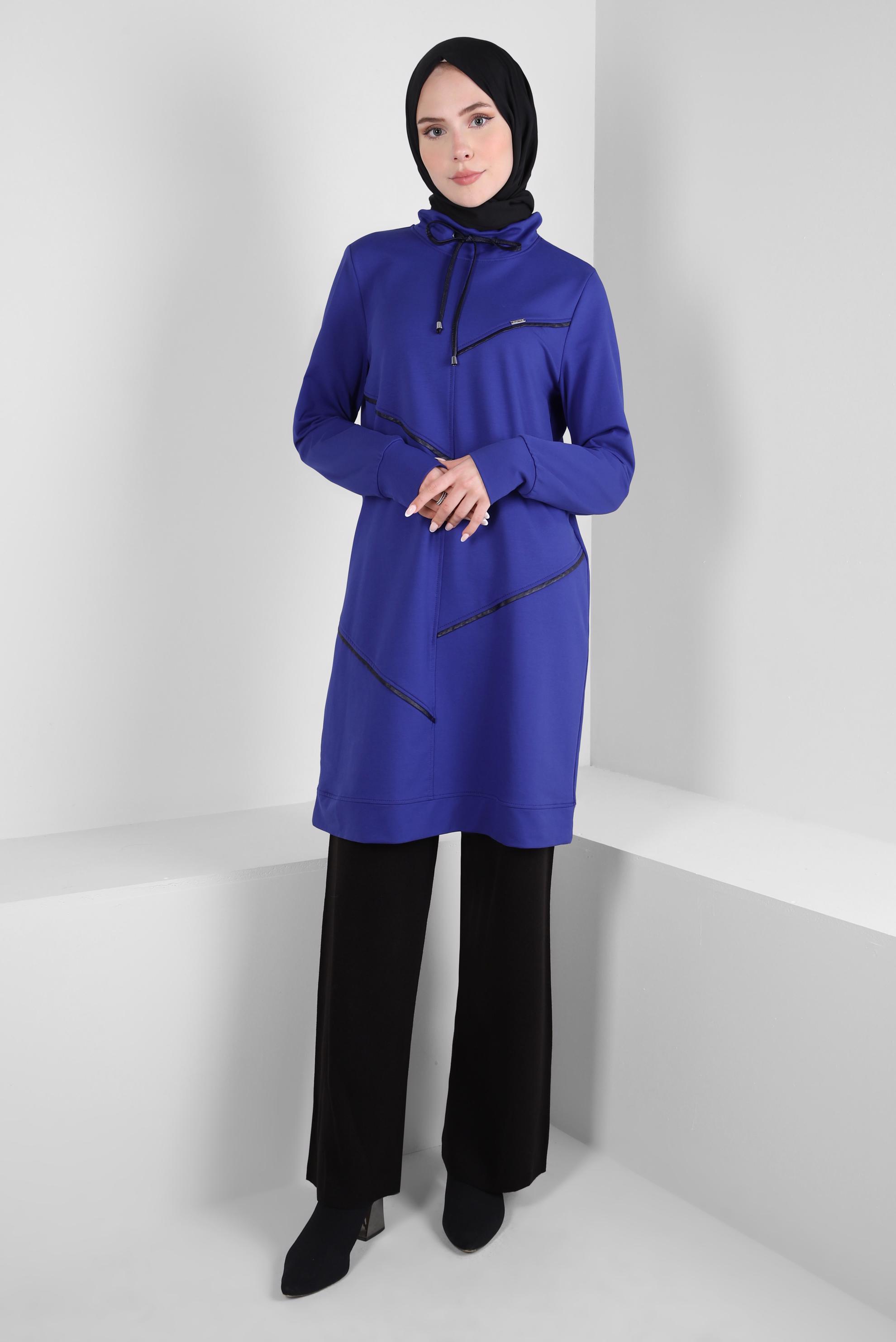 Tesettür giyim LACİVERT ŞERİTLİ EŞOFMAN TUNİK 44122