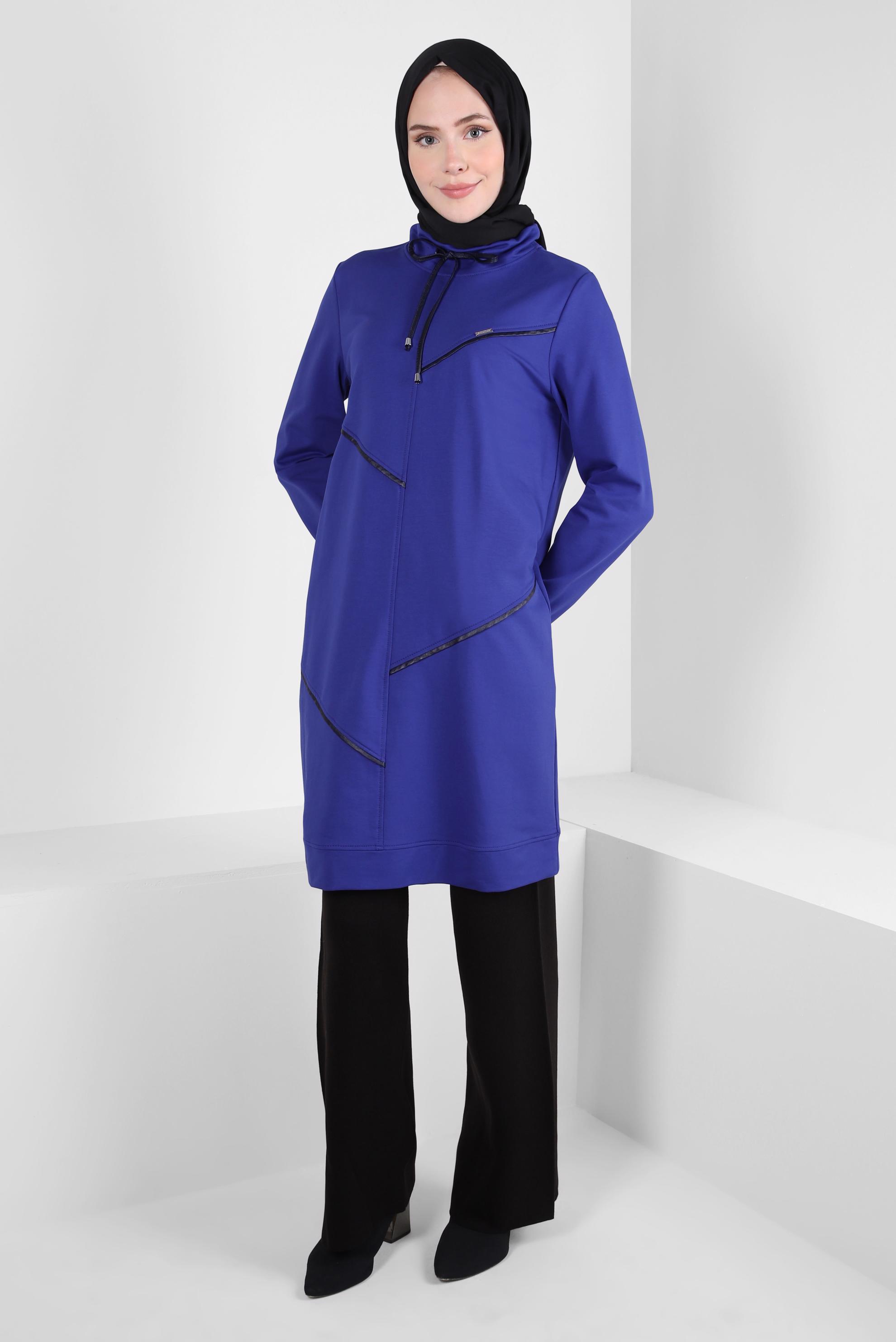 Tesettür giyim LACİVERT ŞERİTLİ EŞOFMAN TUNİK 44122