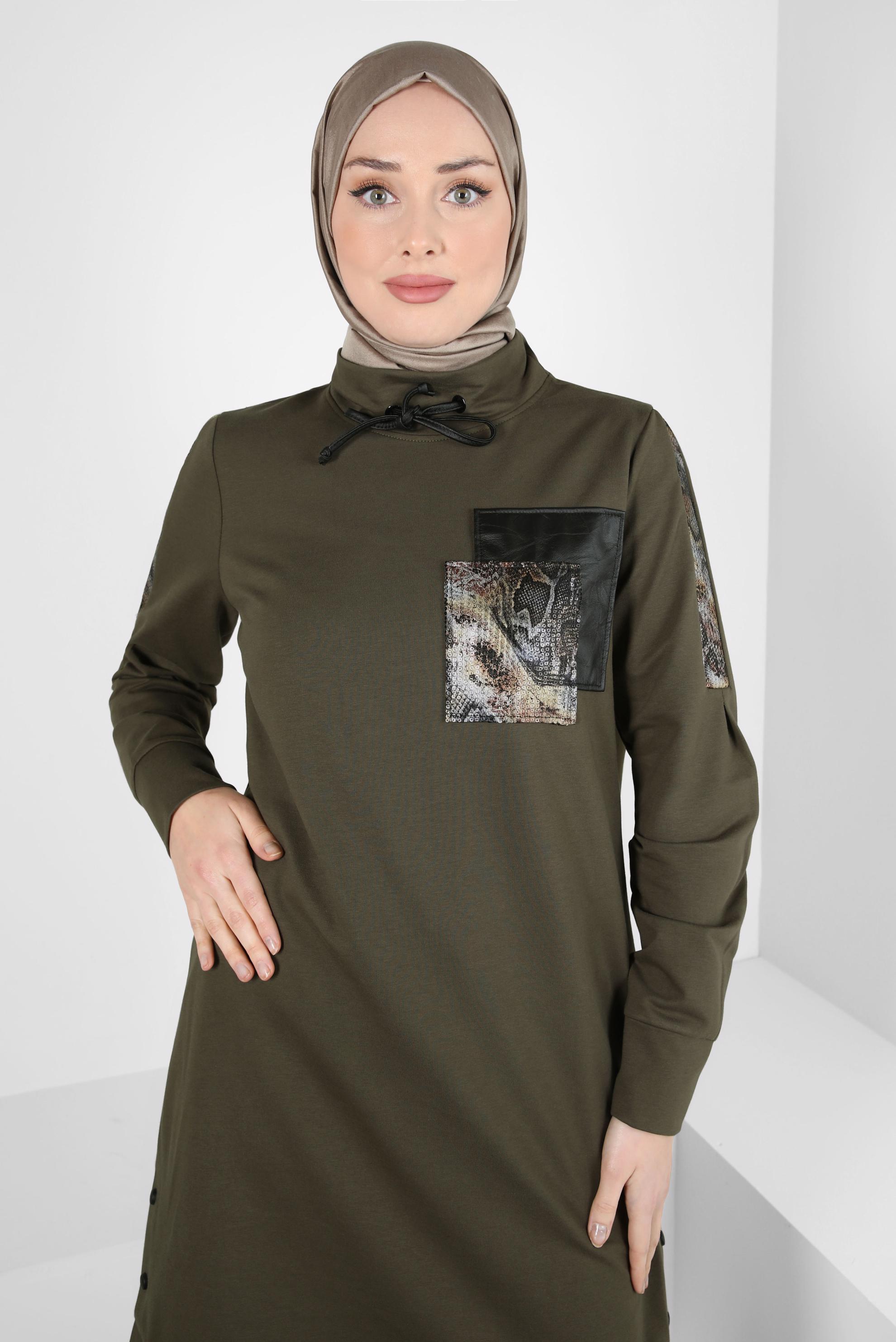 Vêtements hijab KAKI TUNIQUE DE SURVÊTEMENT 44123