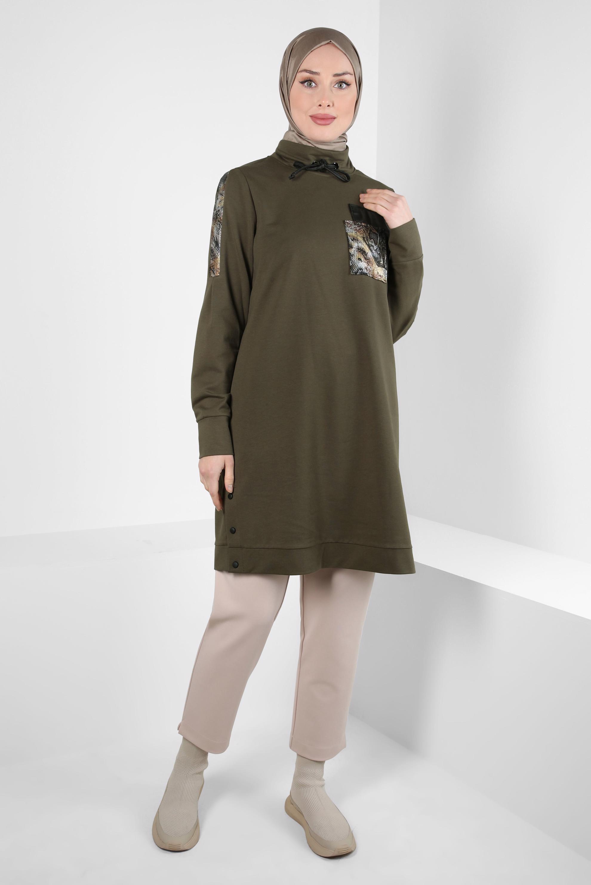 Vêtements hijab KAKI TUNIQUE DE SURVÊTEMENT 44123