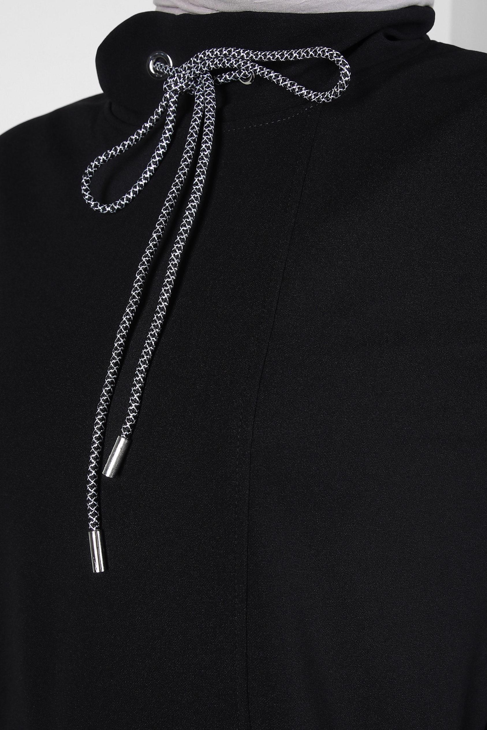 Tesettür giyim SİYAH KUŞGÖZÜ DETAYLI EŞOFMAN TUNİK 44124