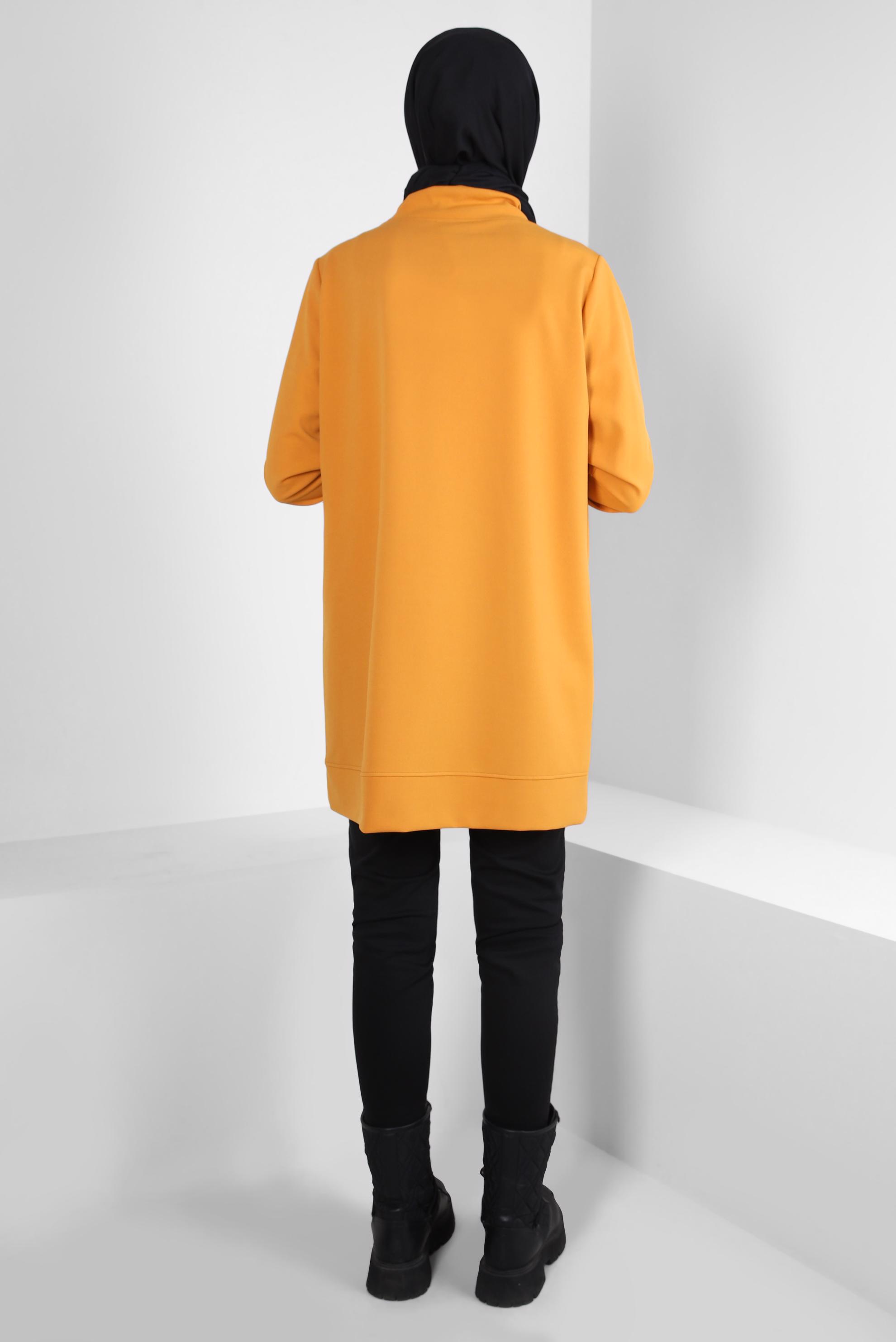 Tesettür giyim SARI KUŞGÖZÜ DETAYLI EŞOFMAN TUNİK 44124