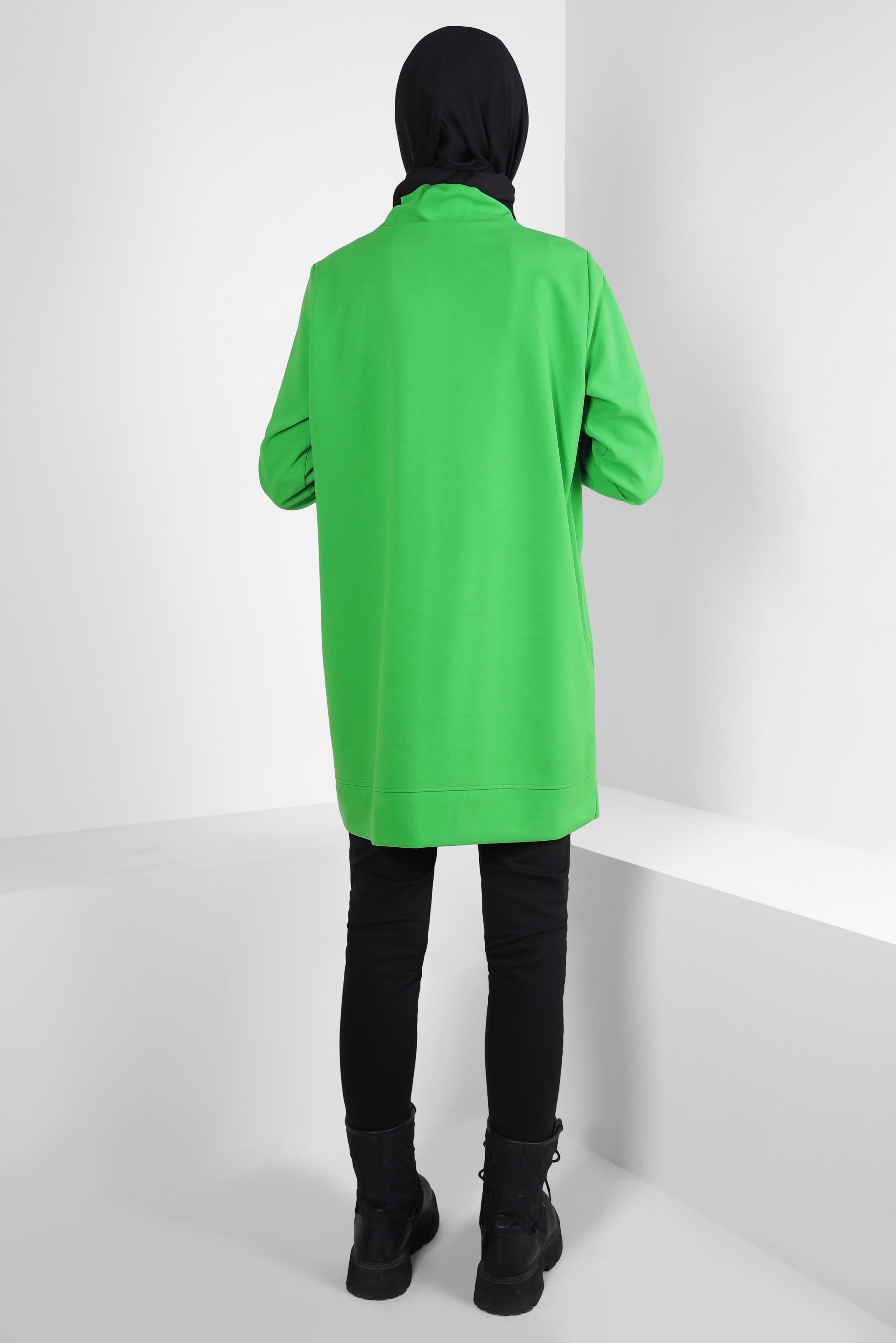 Tesettür giyim YEŞİL KUŞGÖZÜ DETAYLI EŞOFMAN TUNİK 44124