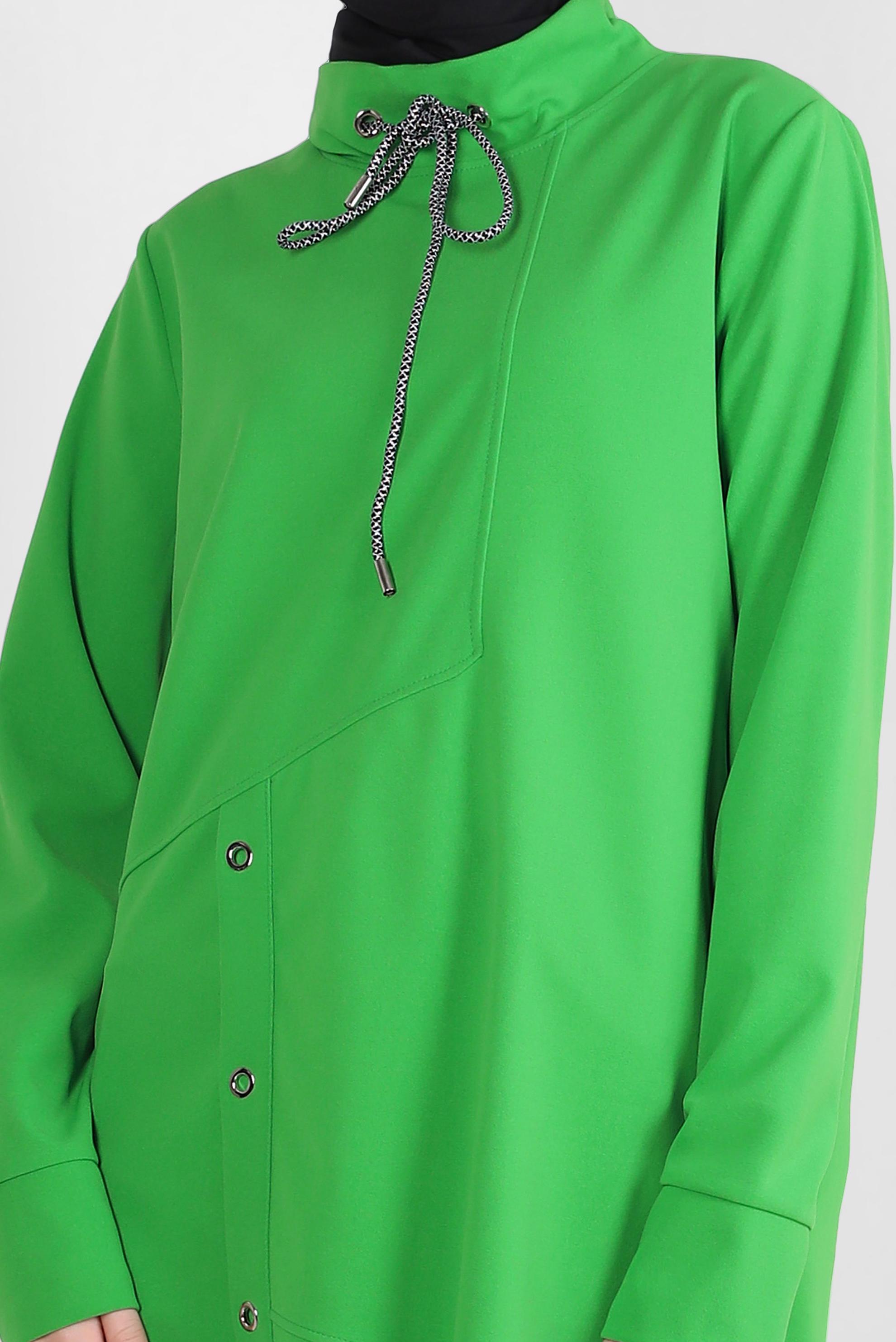 Tesettür giyim YEŞİL KUŞGÖZÜ DETAYLI EŞOFMAN TUNİK 44124