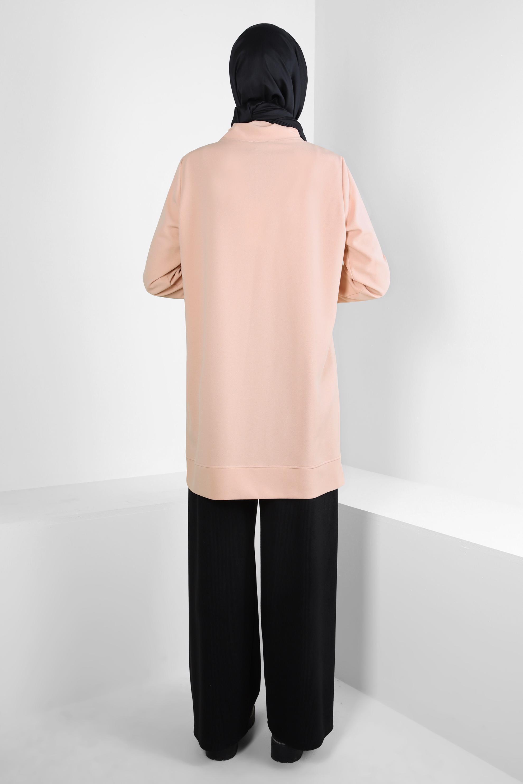 Tesettür giyim PUDRA KUŞGÖZÜ DETAYLI EŞOFMAN TUNİK 44124