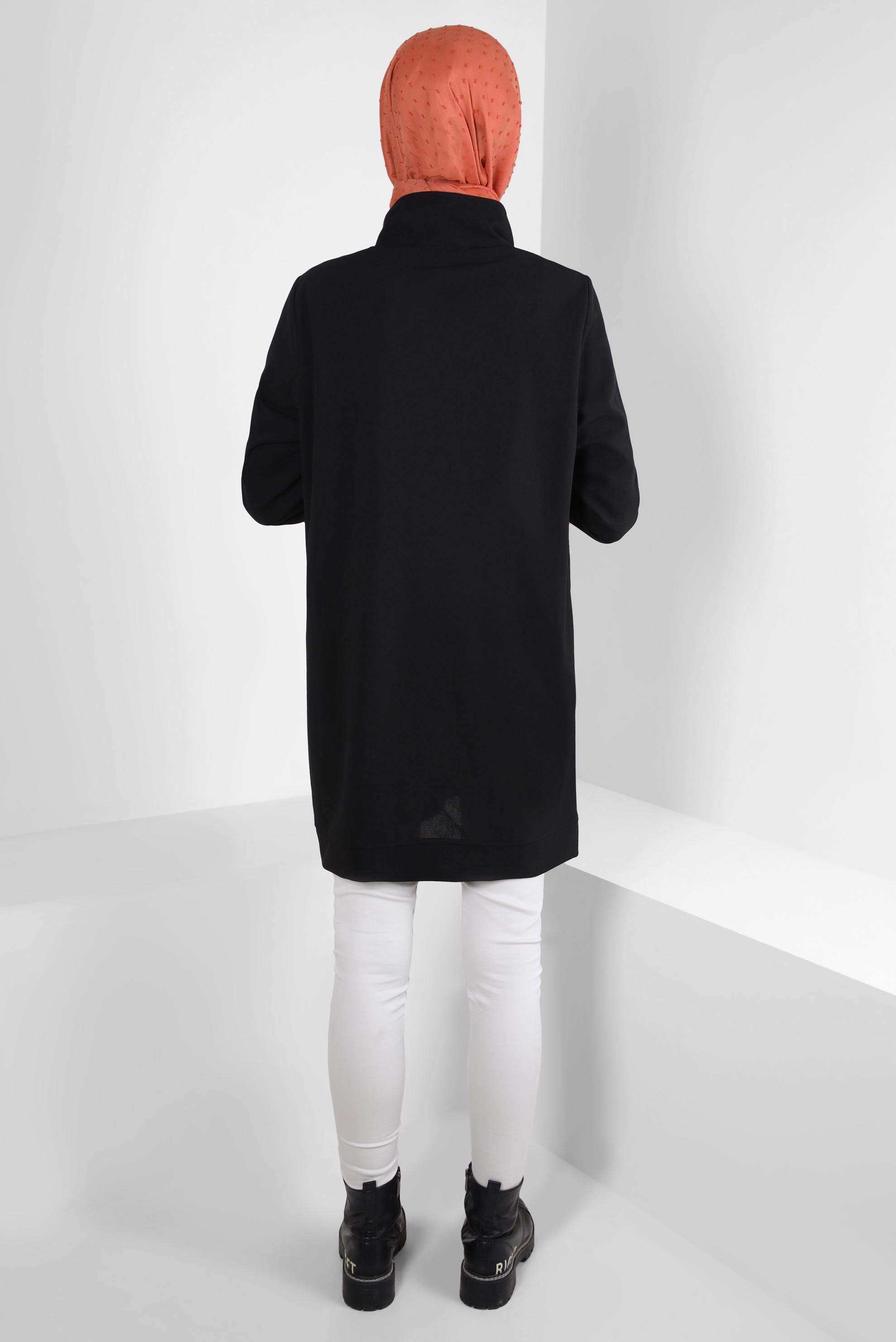 Tesettür giyim SİYAH FERMUARLI EŞOFMAN TUNİK 44146