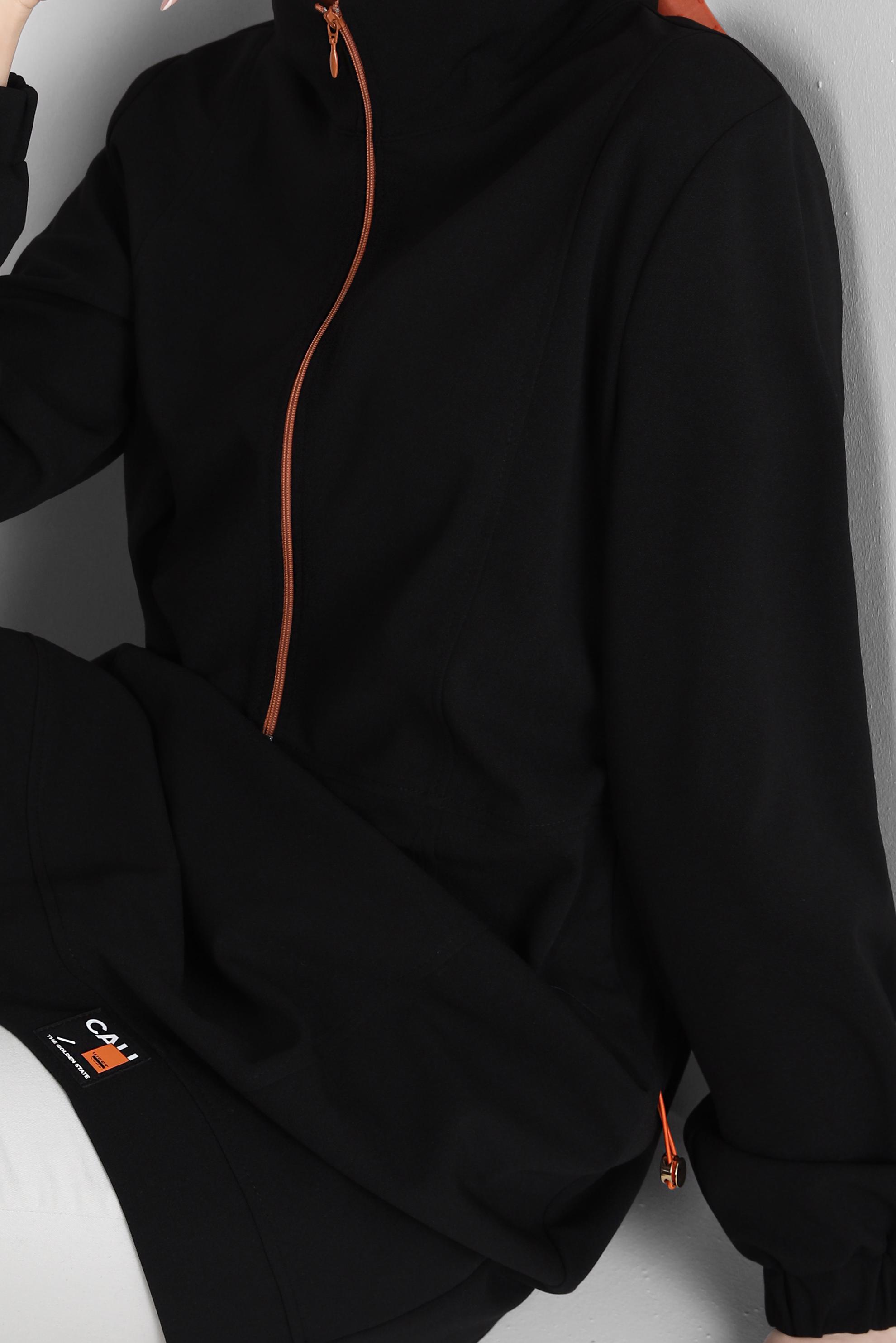 Tesettür giyim SİYAH FERMUARLI EŞOFMAN TUNİK 44146