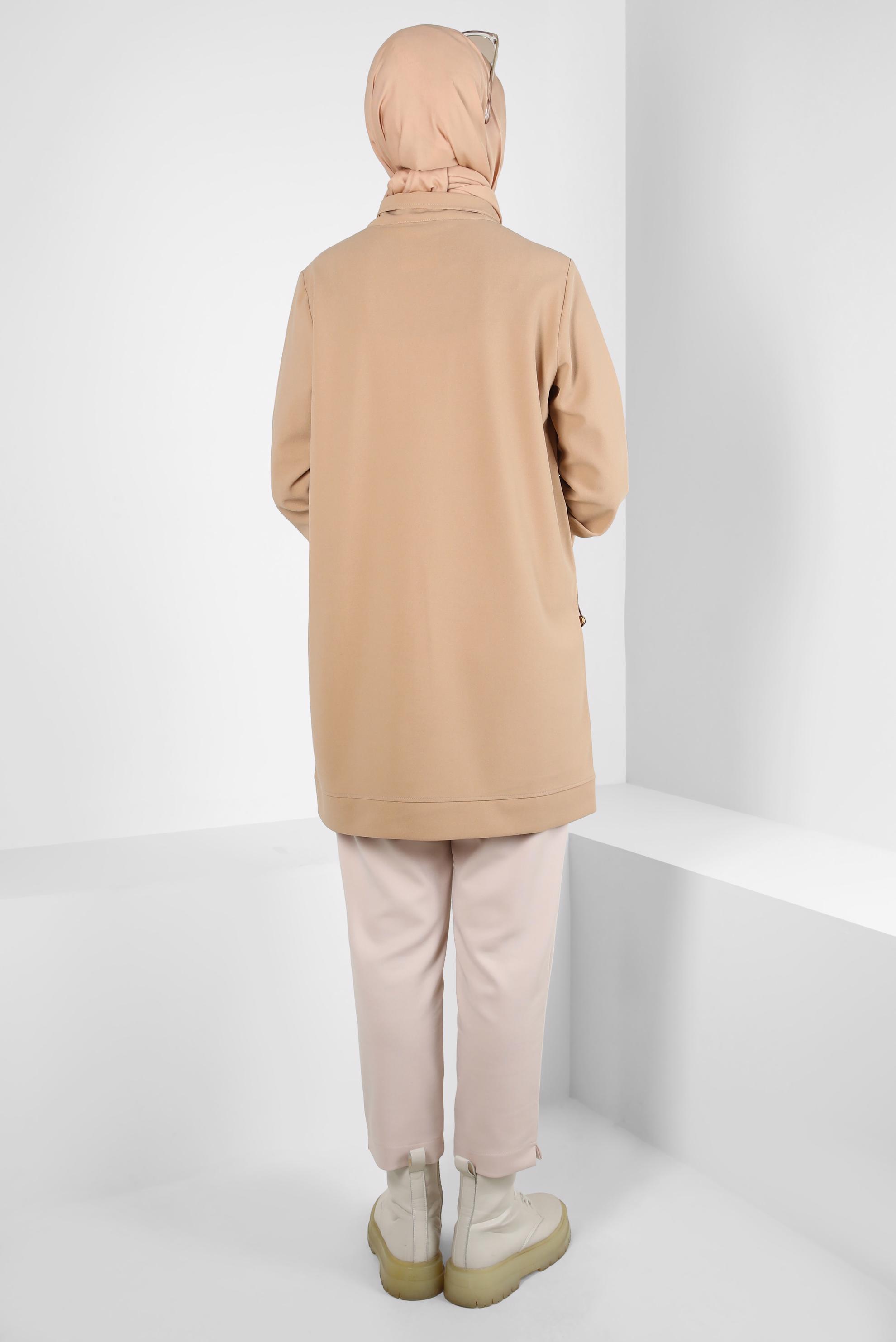 Tesettür giyim KAHVE FERMUARLI EŞOFMAN TUNİK 44146