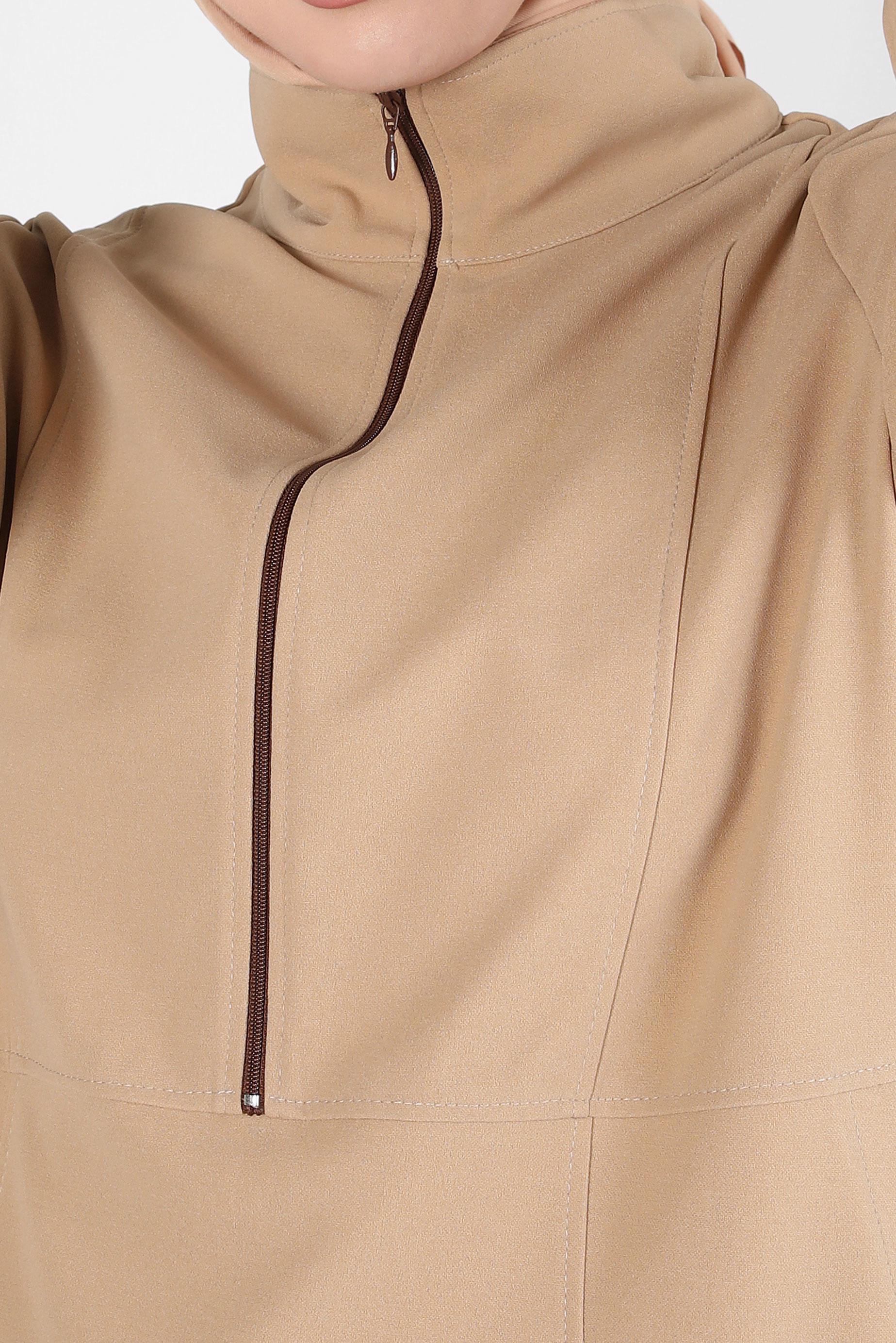 Tesettür giyim KAHVE FERMUARLI EŞOFMAN TUNİK 44146