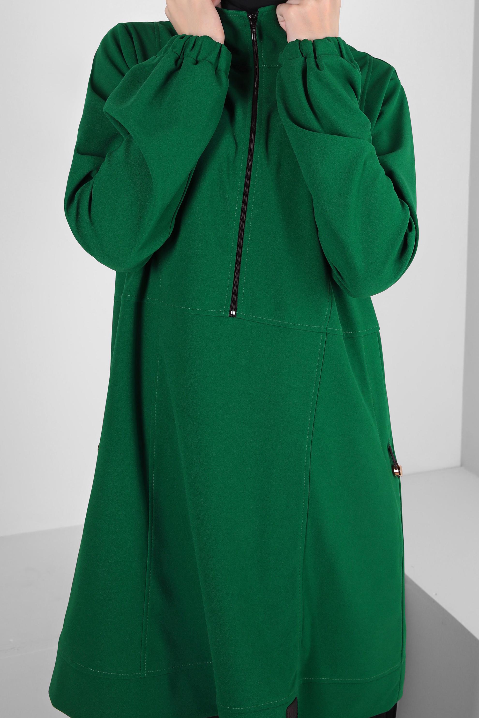 Tesettür giyim YEŞİL FERMUARLI EŞOFMAN TUNİK 44146