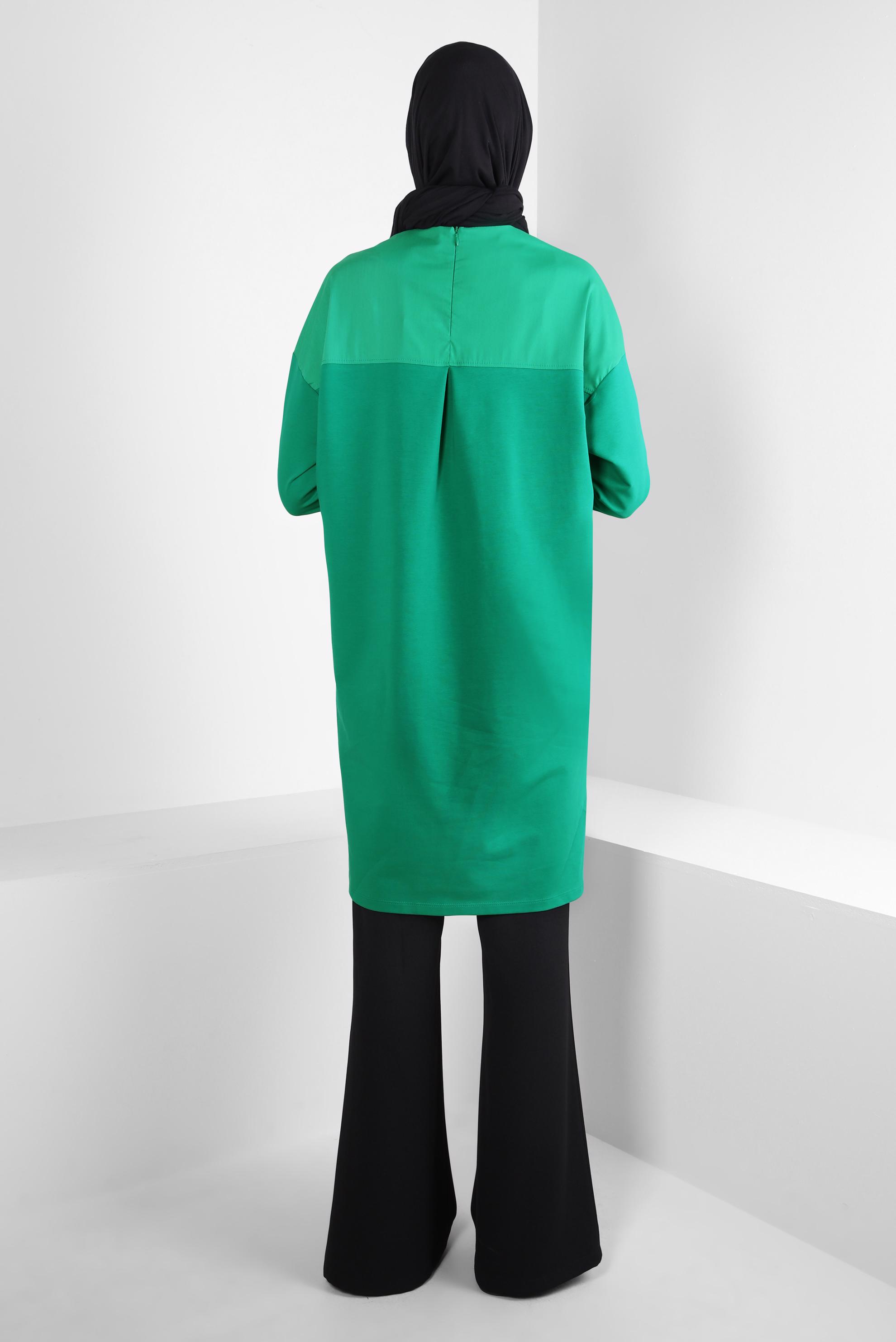 Tesettür giyim YEŞİL TAŞ BASKILI EŞOFMAN TUNİK 44182