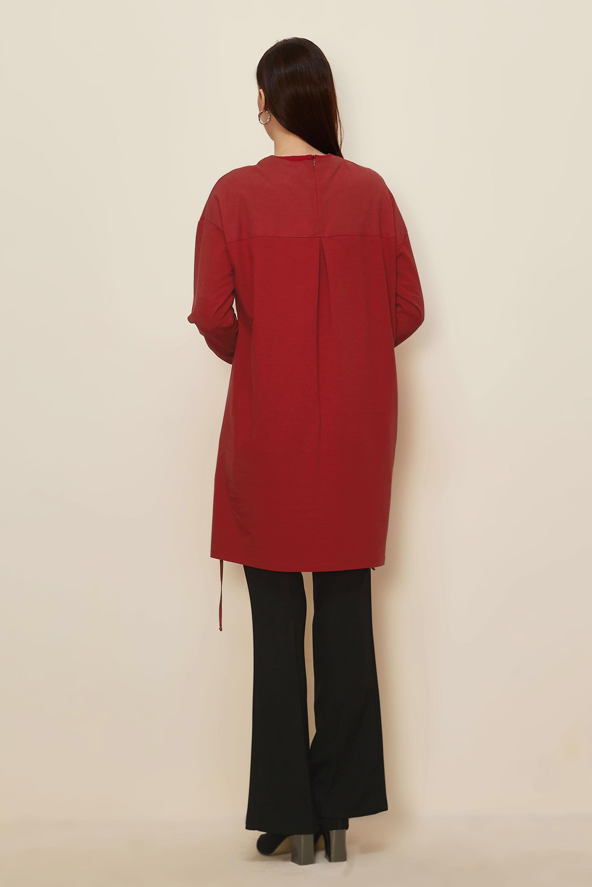 Tesettür giyim KIRMIZI TAŞ BASKILI EŞOFMAN TUNİK 44182