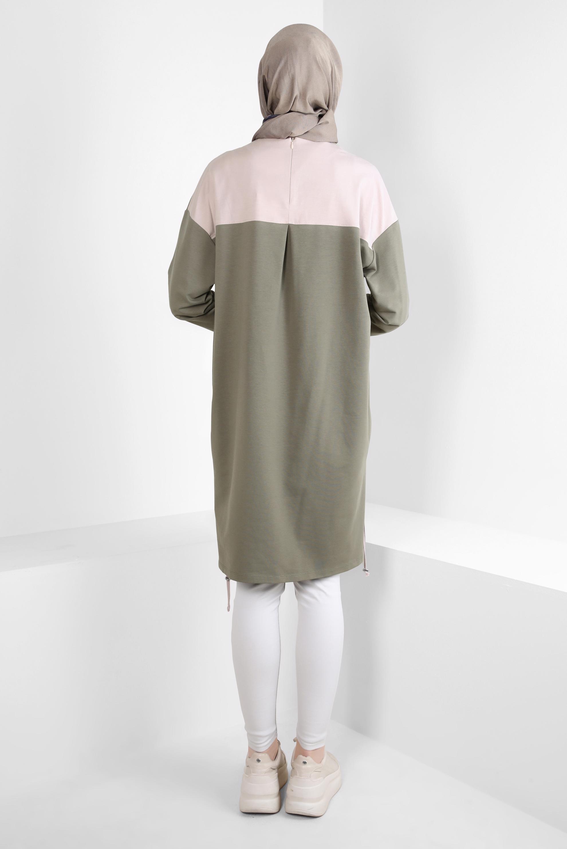 Tesettür giyim YEŞİL TAŞ BASKILI EŞOFMAN TUNİK 44182