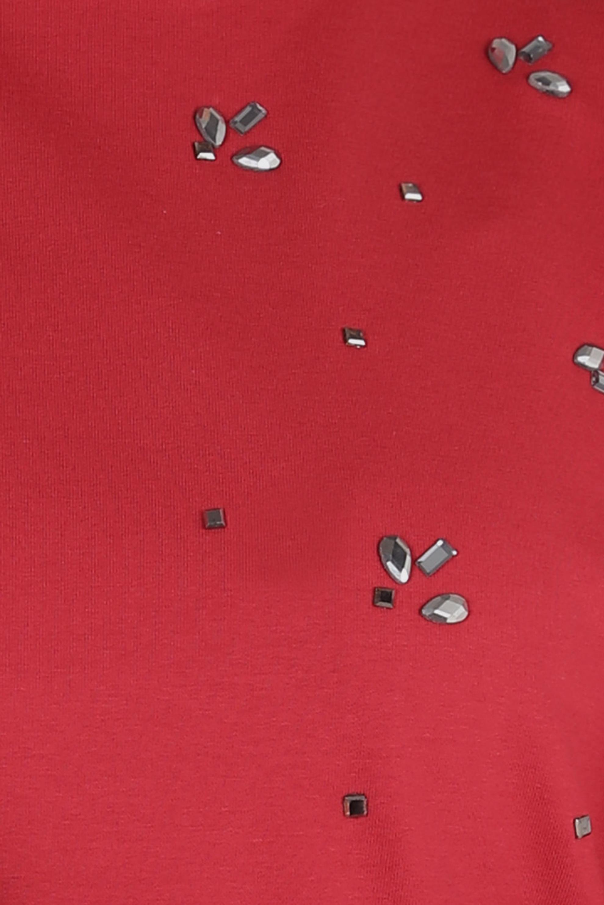 Tesettür giyim KIRMIZI TÜL DETAYLI EŞOFMAN TUNİK 44183