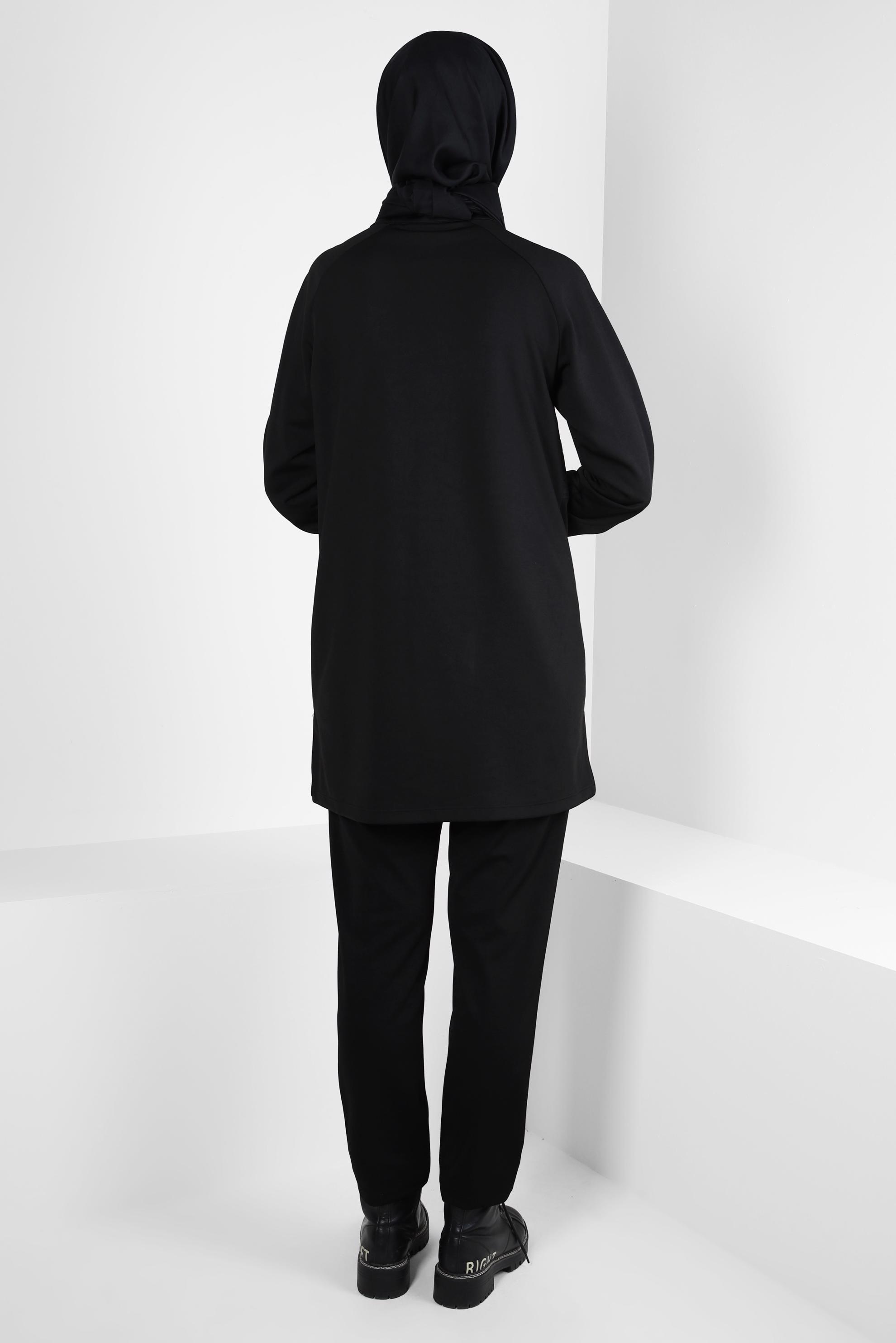 Hijab clothing BLACK QUILT DETAIL PANTS SUIT 44186