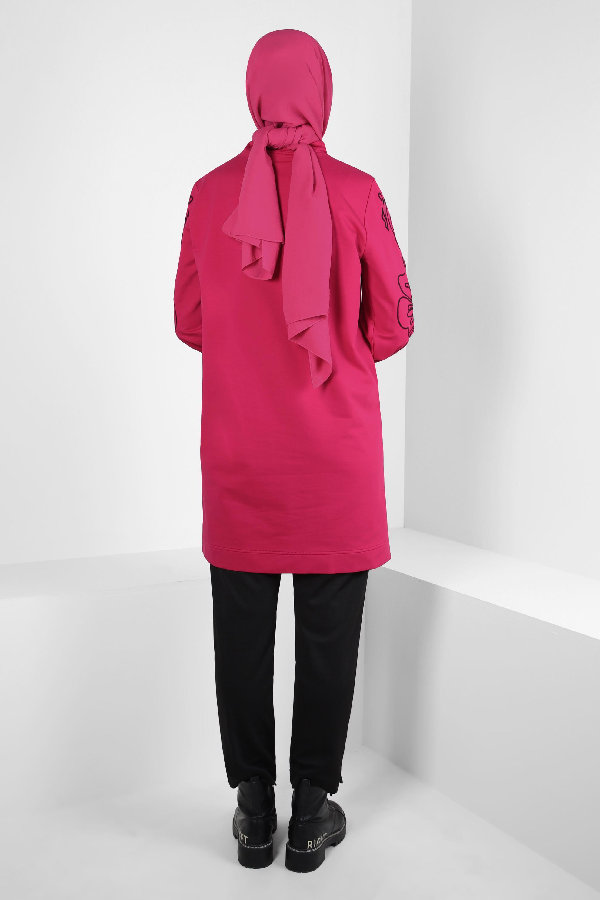 Tesettür giyim FUŞYA DESENLİ EŞOFMAN TUNİK 44237