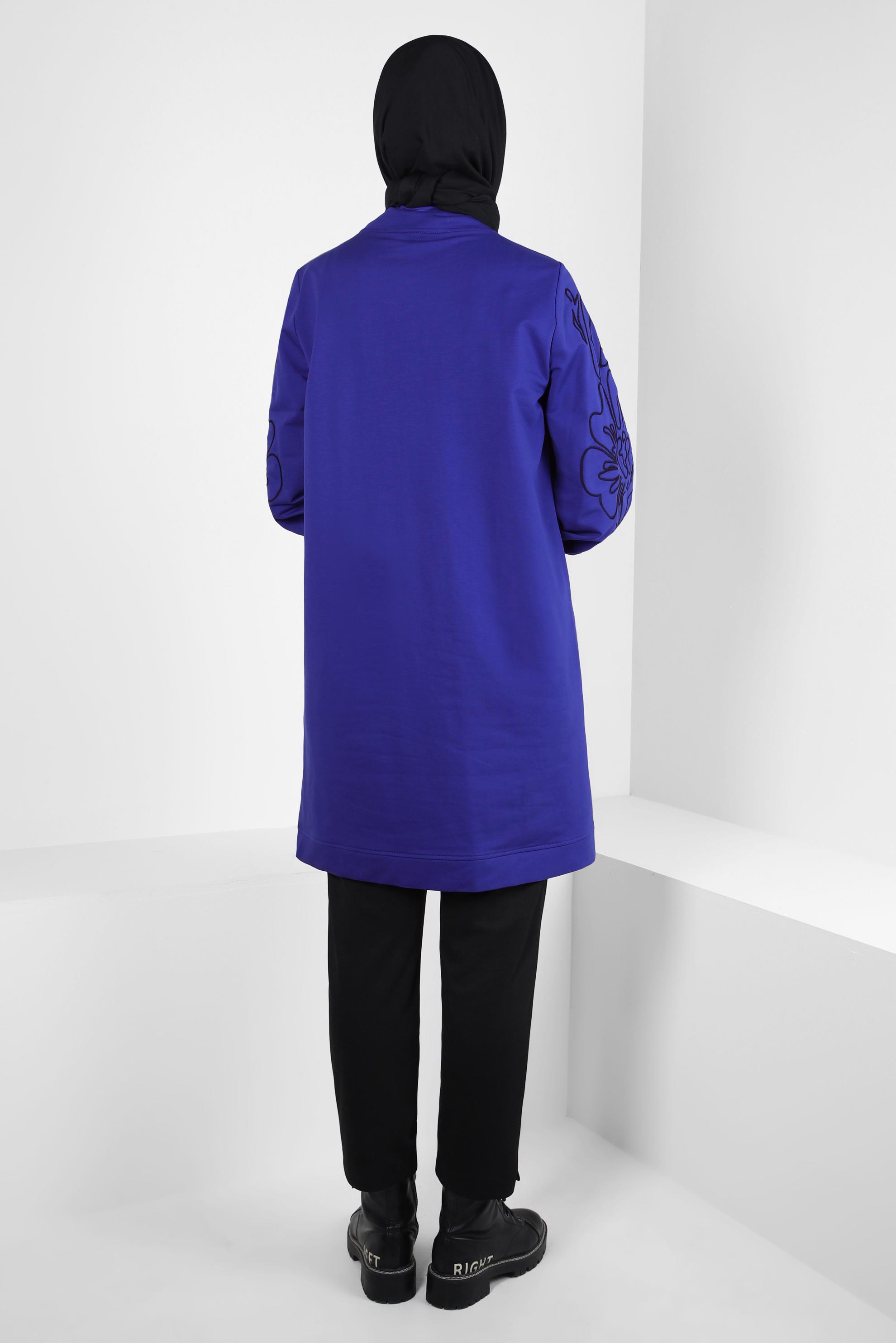 Tesettür giyim LACİVERT DESENLİ EŞOFMAN TUNİK 44237