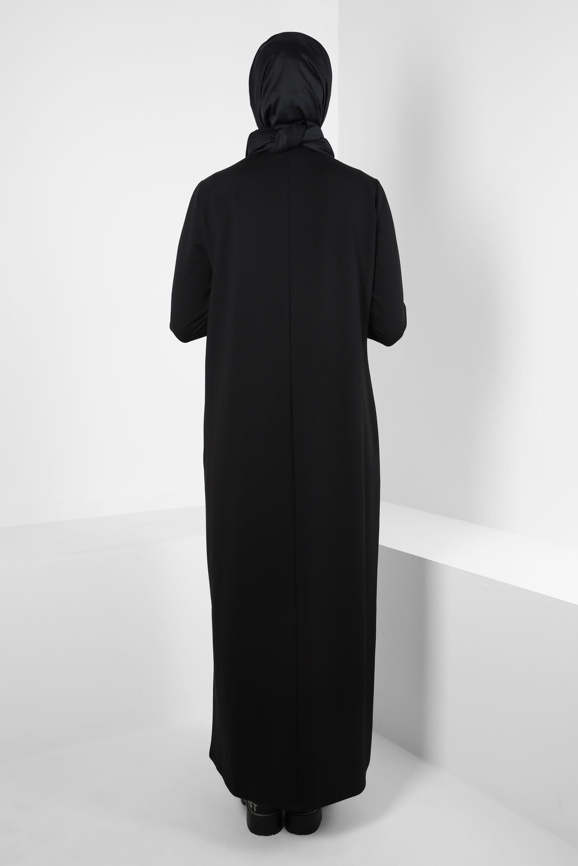 Vêtements hijab NOIR ROBE DE SURVÊTEMENT AVEC POCHE 44238