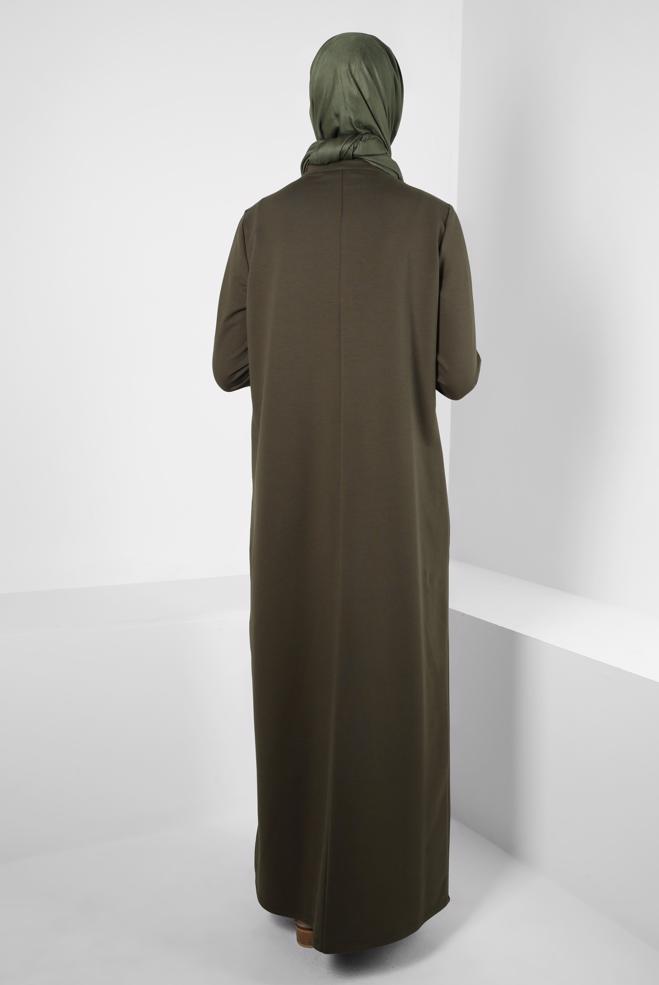 Vêtements hijab KAKI ROBE DE SURVÊTEMENT AVEC POCHE 44238 - ALVİNA