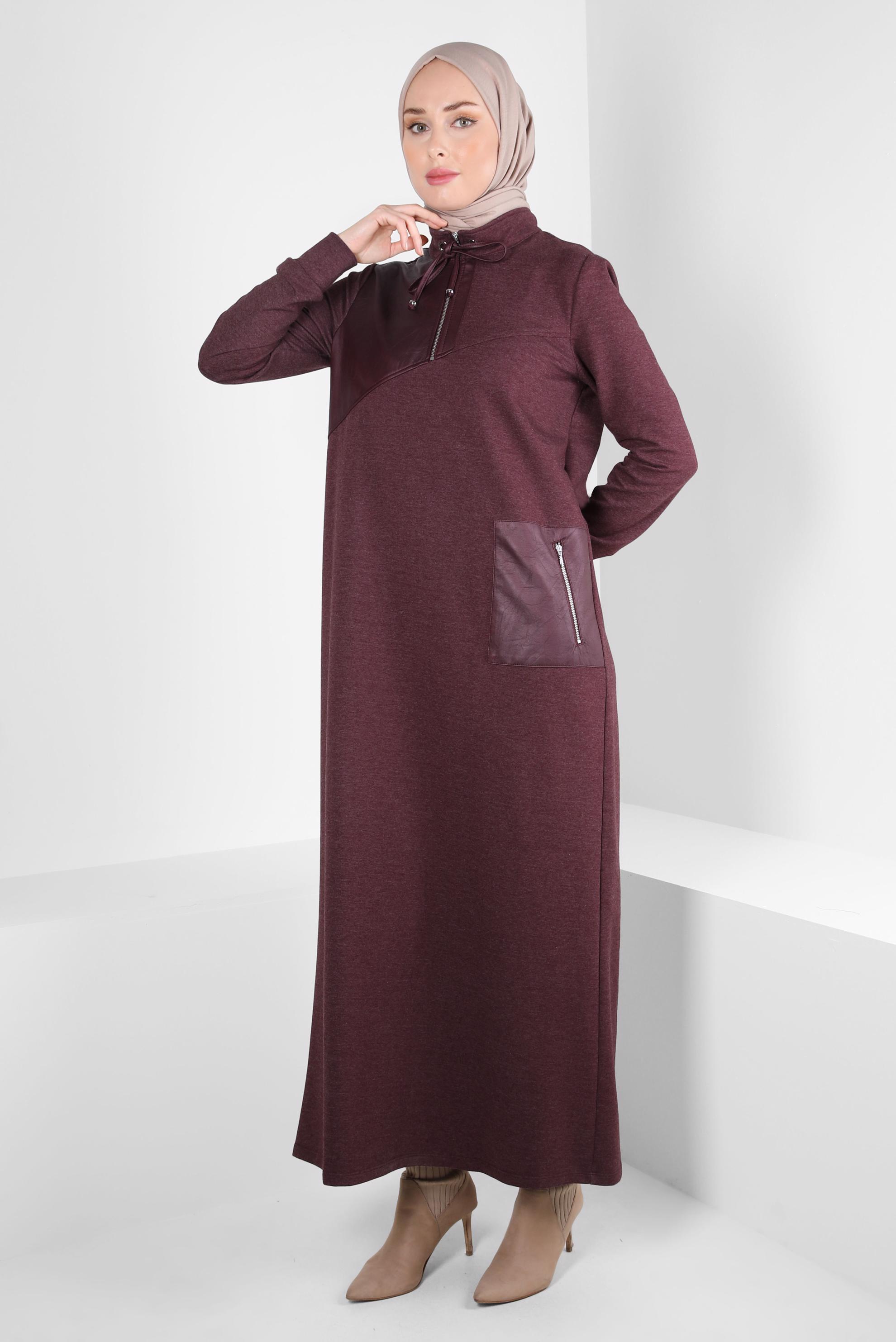Vêtements hijab PRUNE ROBE DE SURVÊTEMENT AVEC POCHE 44238
