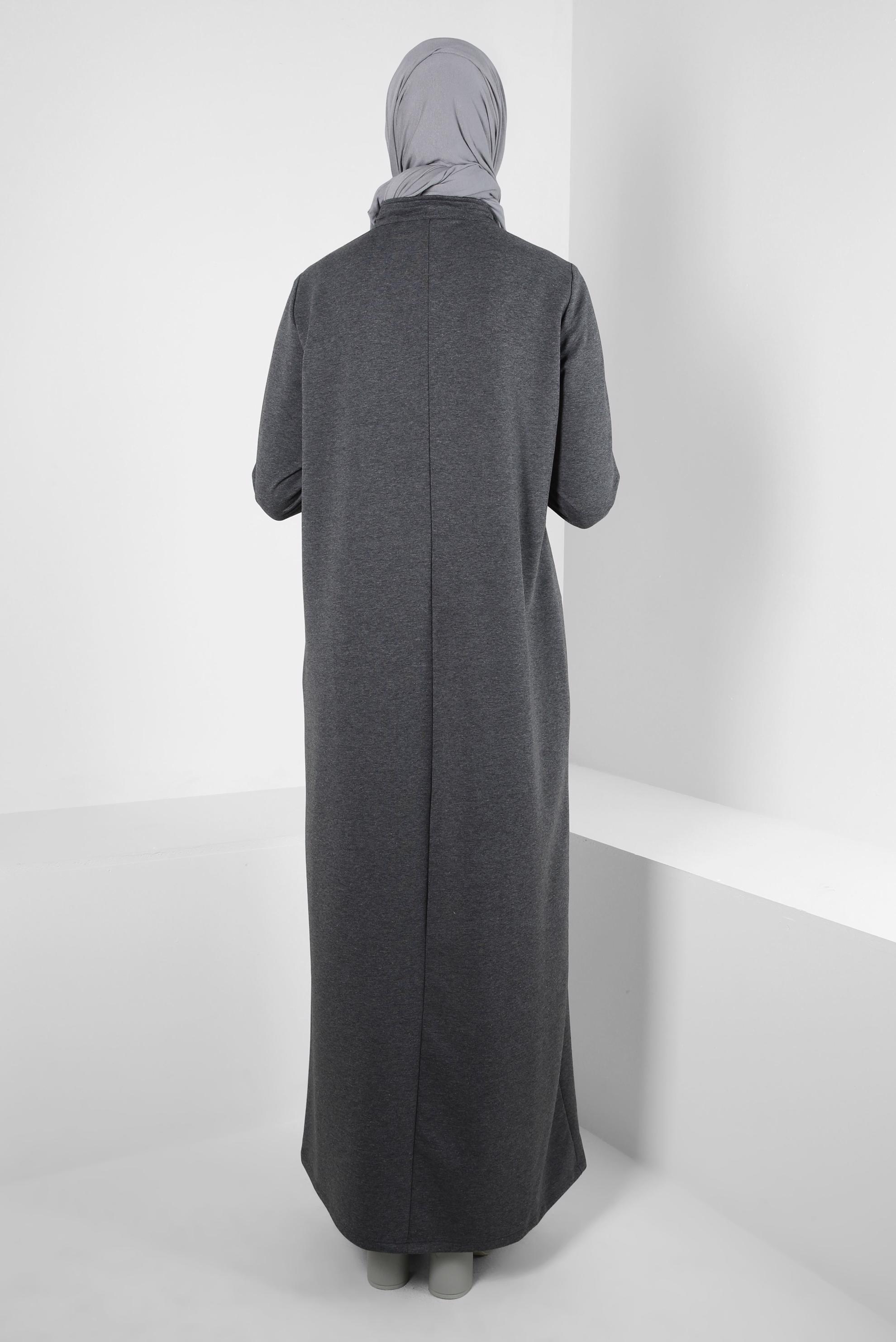 Vêtements hijab GRIS ROBE DE SURVÊTEMENT AVEC POCHE 44238