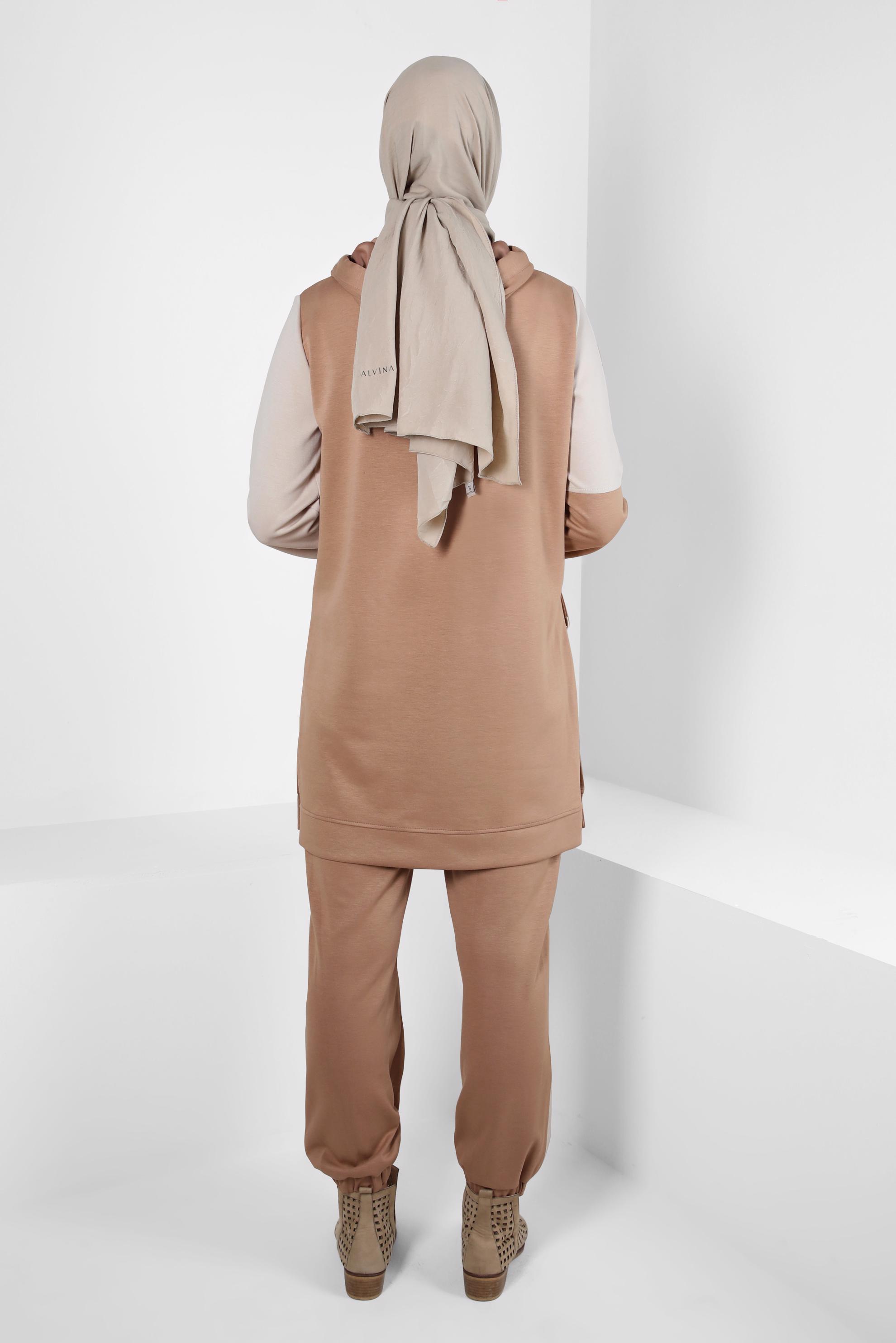 Tesettür giyim KAHVE PANTOLONLU EŞOFMAN TAKIM 44239