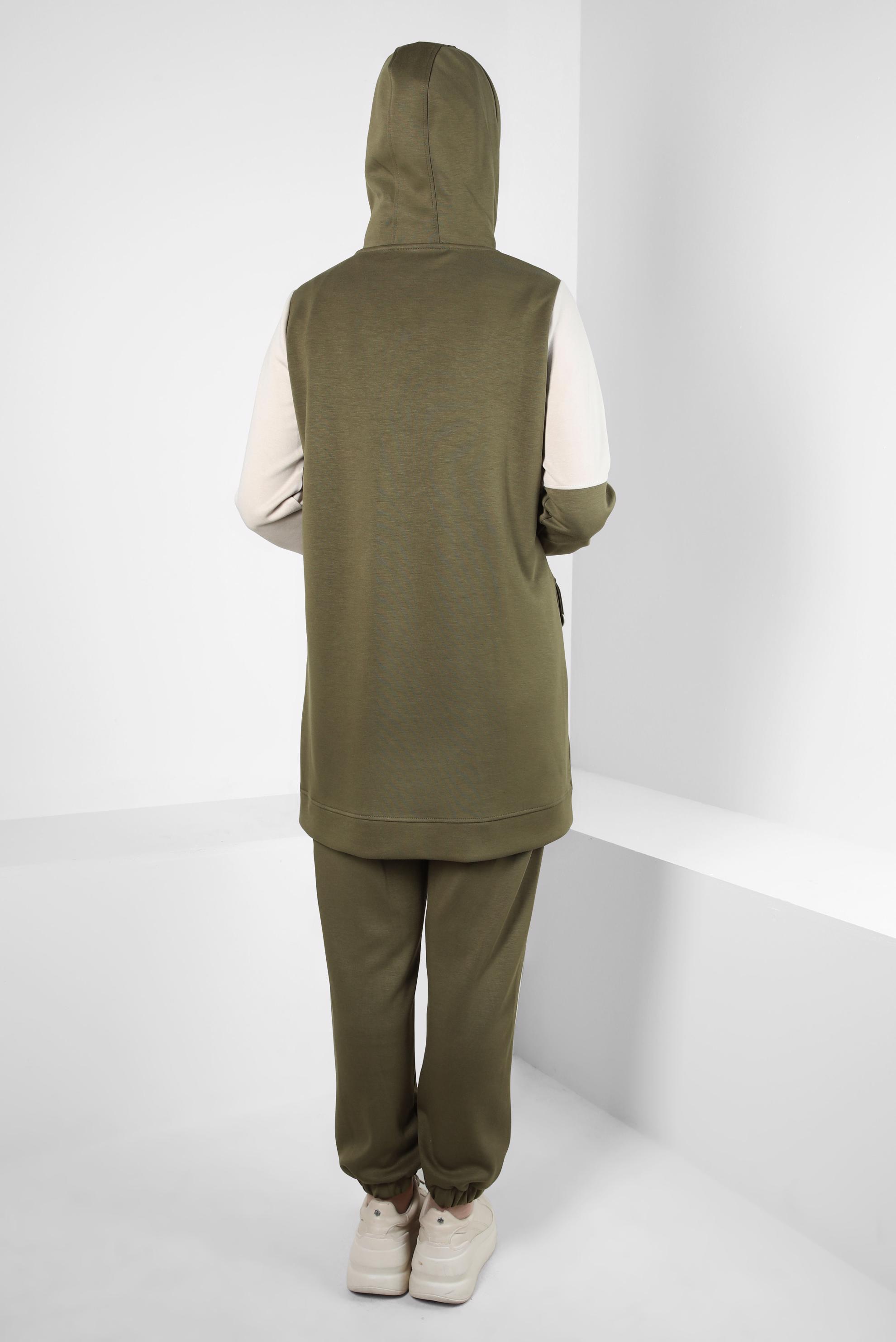 Tesettür giyim HAKİ PANTOLONLU EŞOFMAN TAKIM 44239