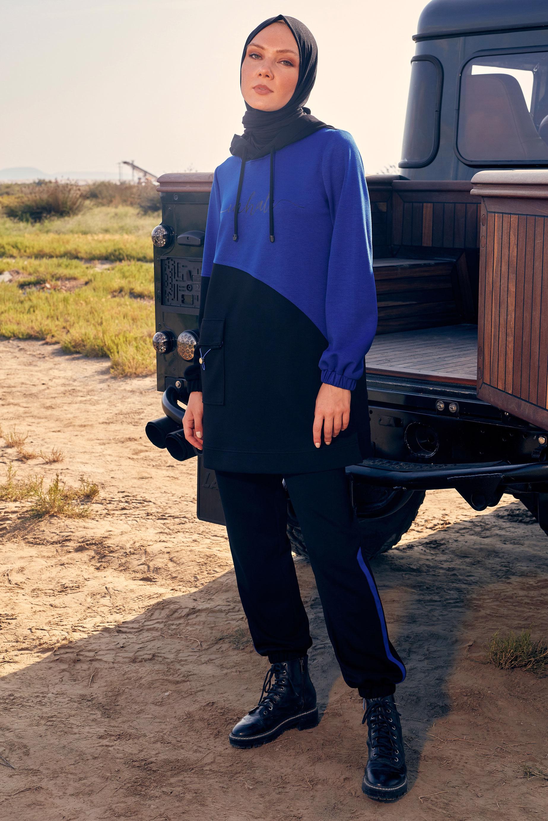 Tesettür giyim SİYAH PANTOLONLU EŞOFMAN TAKIM 44239