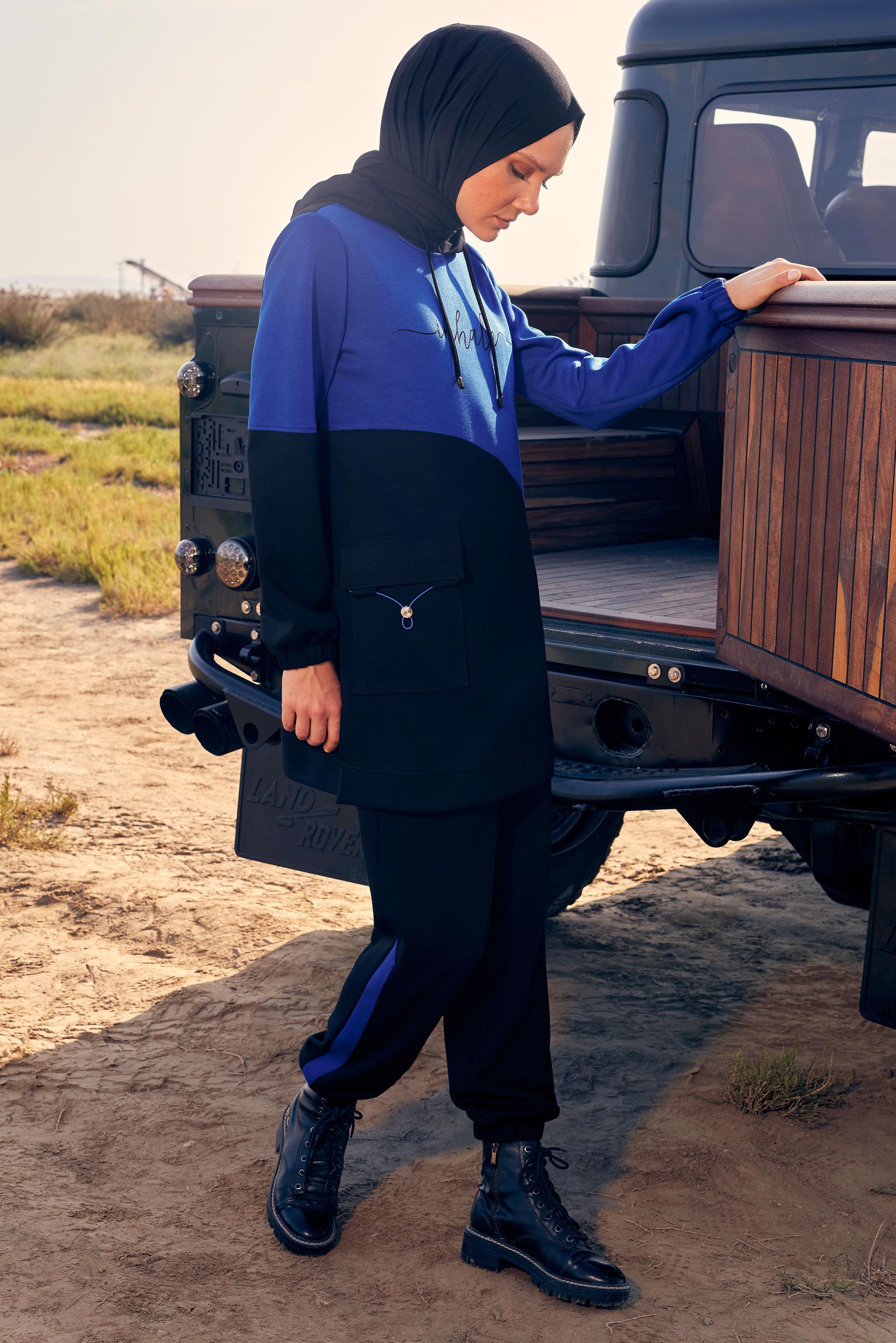 Tesettür giyim SİYAH PANTOLONLU EŞOFMAN TAKIM 44239