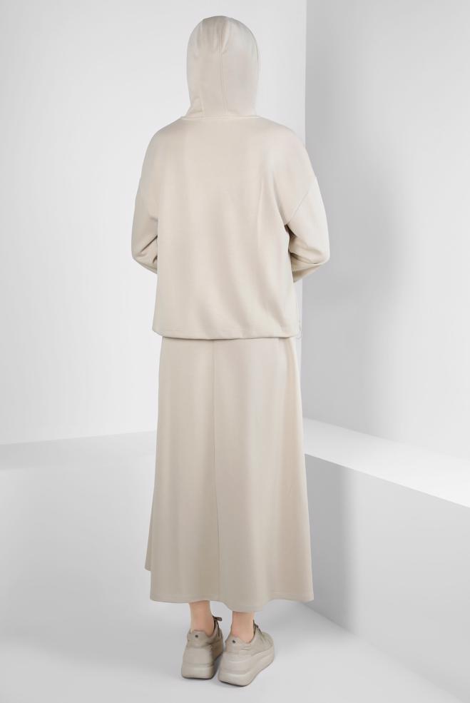 Tesettür giyim BEJ ETEKLİ EŞOFMAN TAKIM 44240 - ALVİNA