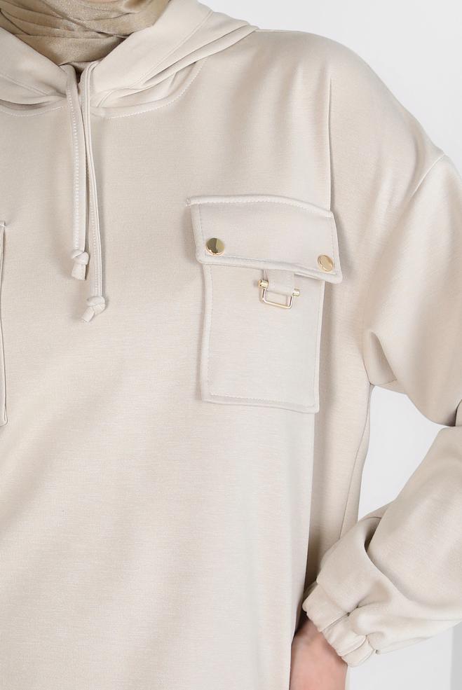 Tesettür giyim BEJ ETEKLİ EŞOFMAN TAKIM 44240 - ALVİNA