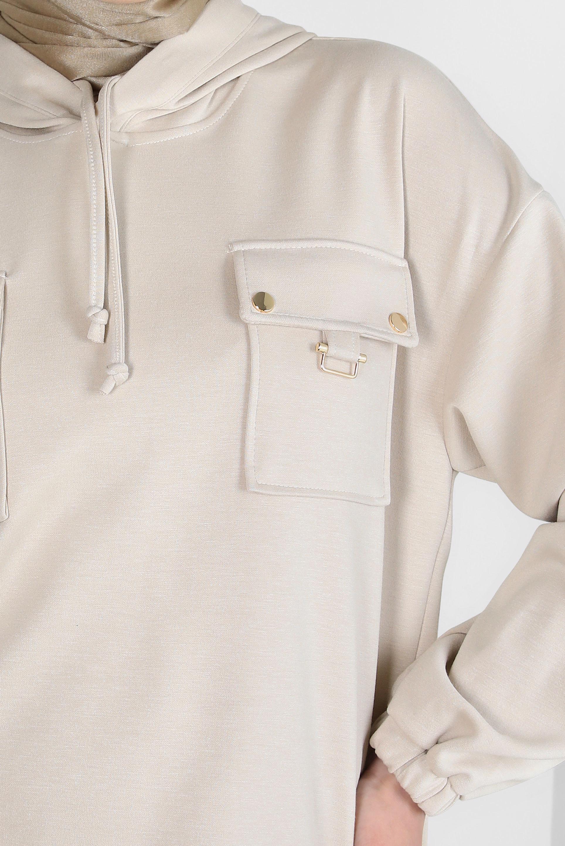 Tesettür giyim BEJ ETEKLİ EŞOFMAN TAKIM 44240