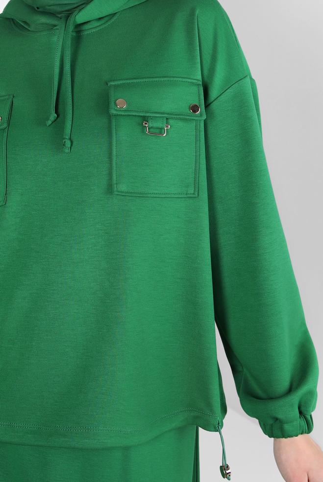 Vêtements hijab VERT ENSEMBLE DE SURVÊTEMENT À JUPE 44240 - ALVİNA