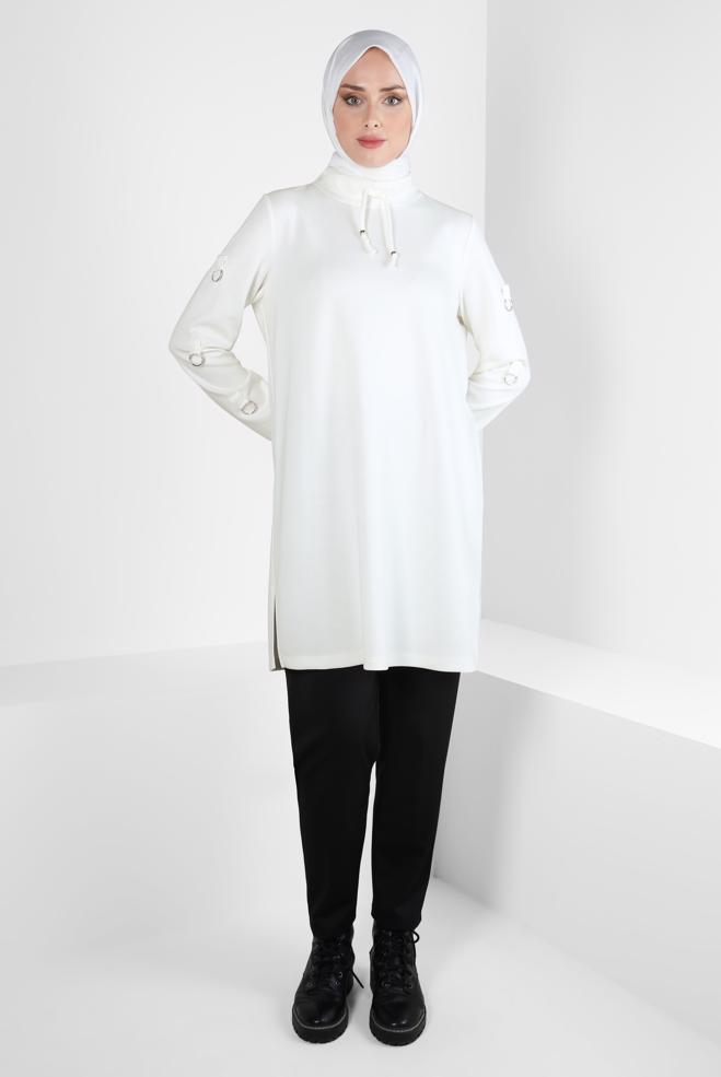 Hijab clothing WHITE TRACKSUIT TUNIC 44242 - ALVİNA