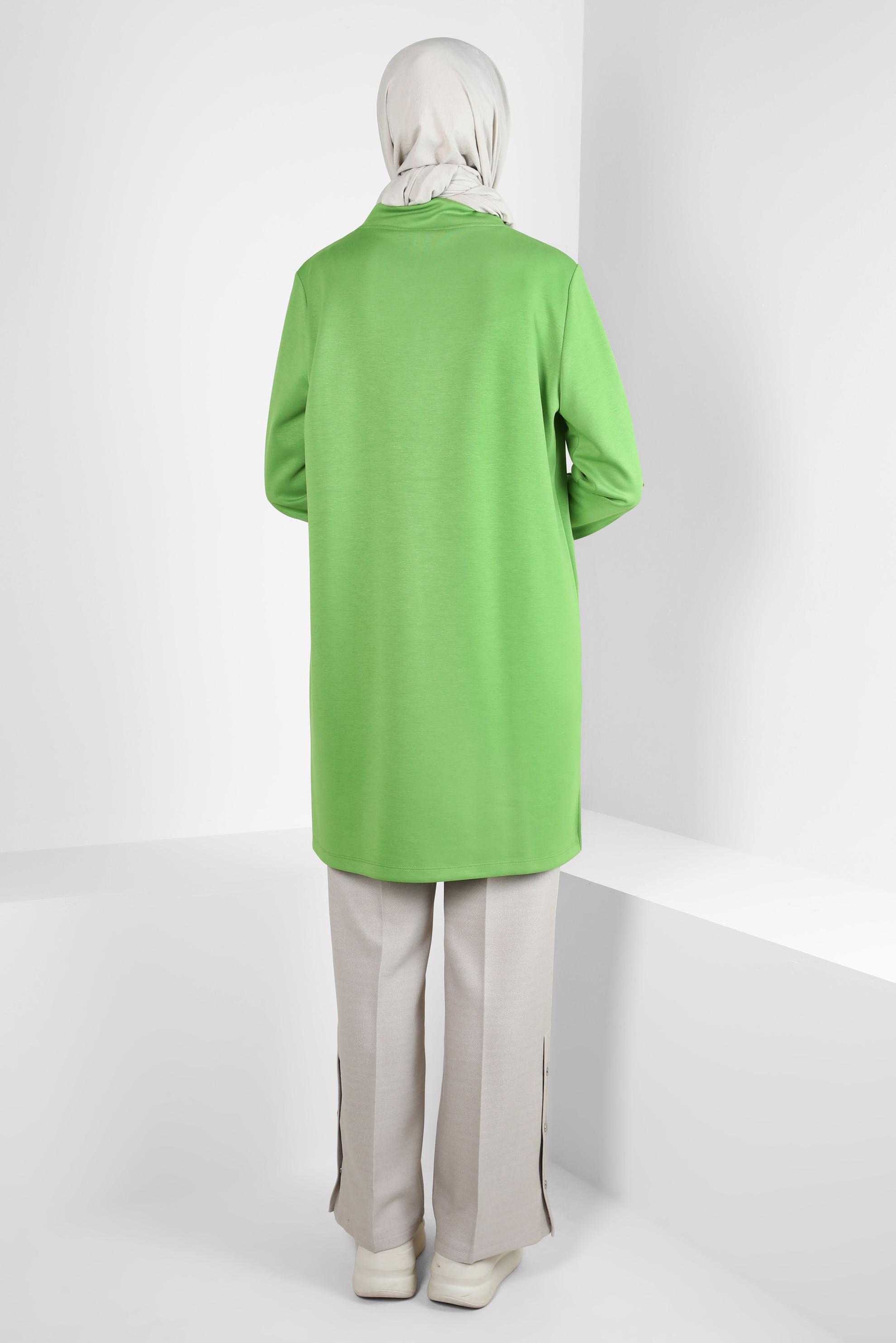 Tesettür giyim YEŞİL METAL AKSESUARLI EŞOFMAN TUNİK 44242