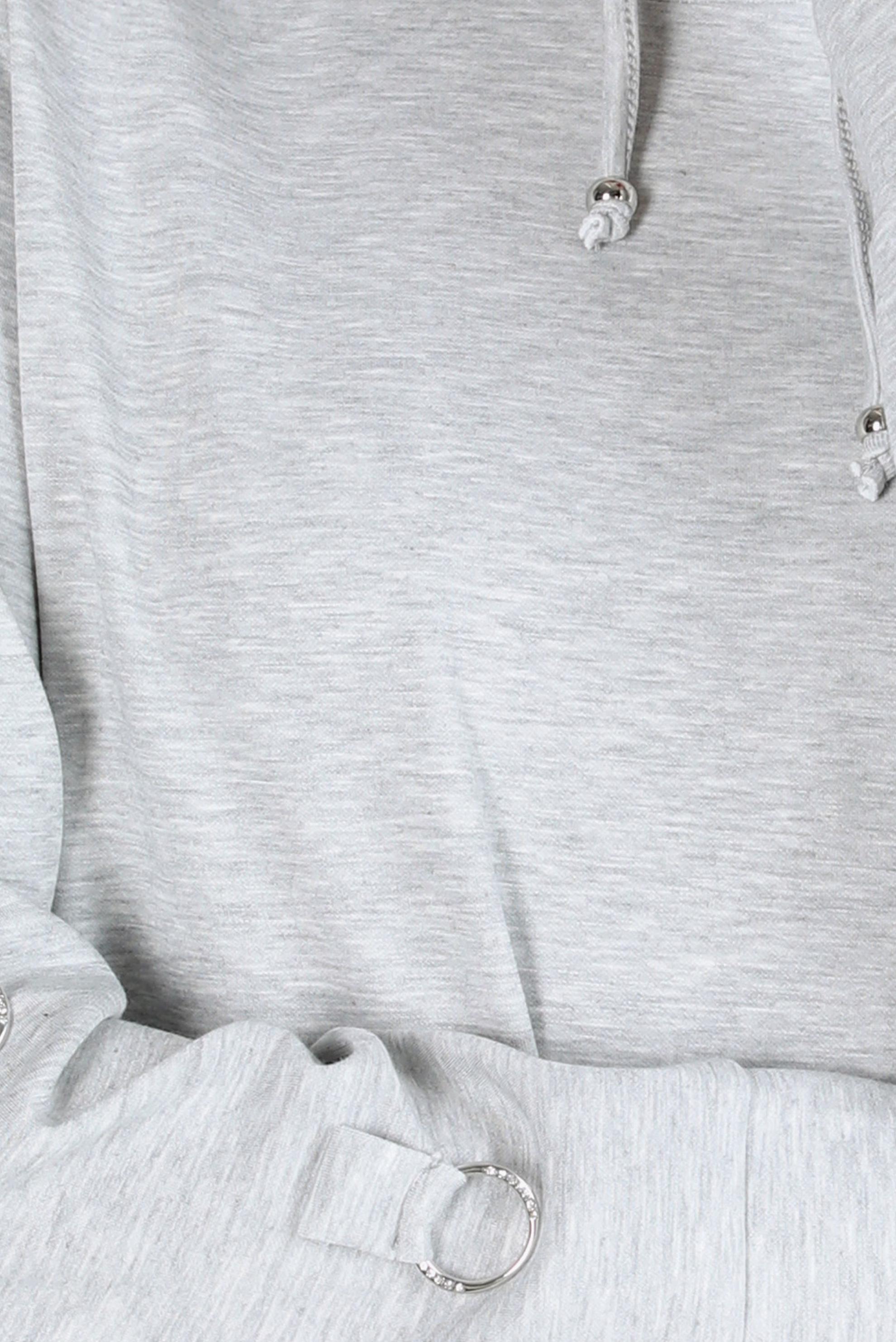 Tesettür giyim GRİ METAL AKSESUARLI EŞOFMAN TUNİK 44242