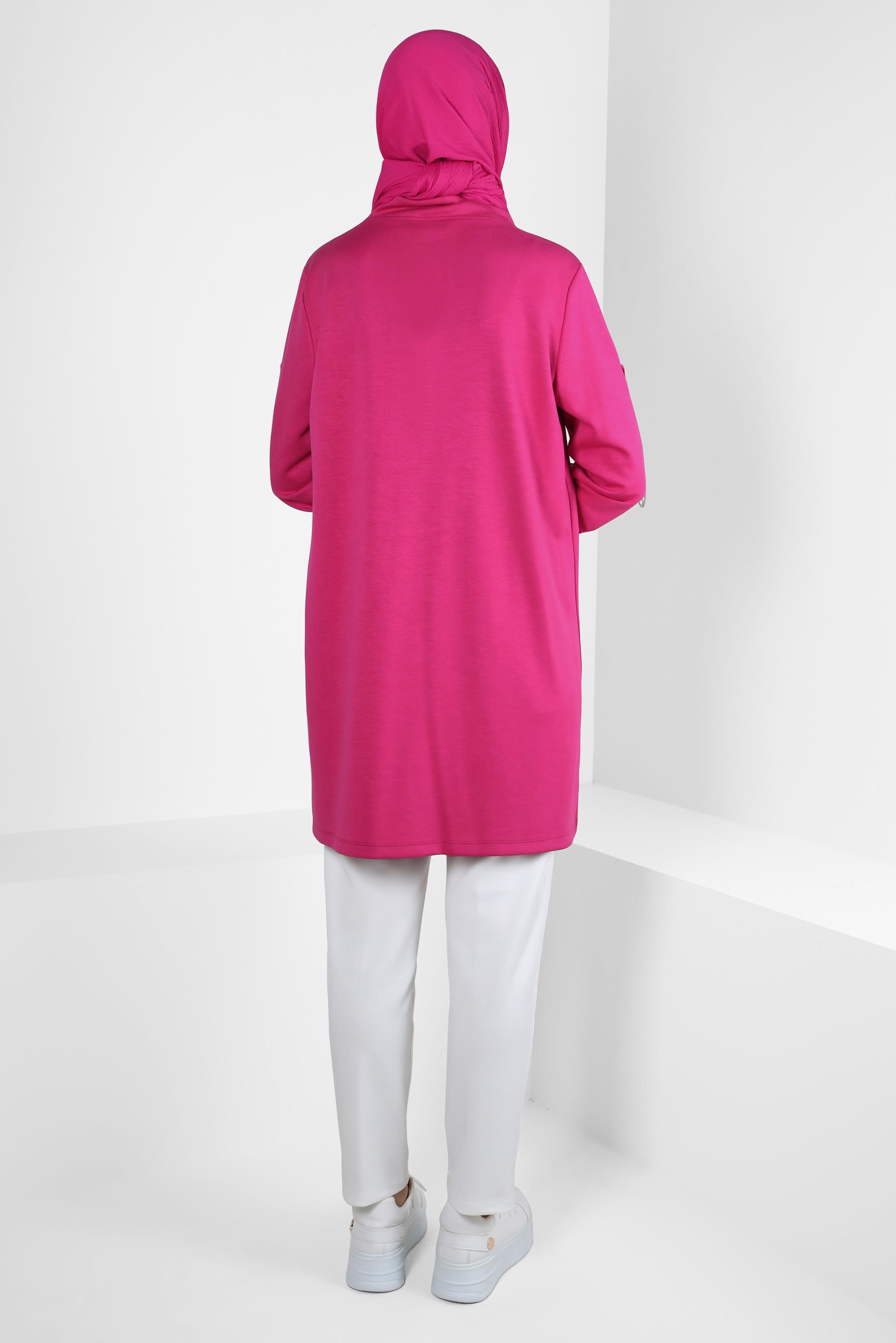 Tesettür giyim FUŞYA METAL AKSESUARLI EŞOFMAN TUNİK 44242