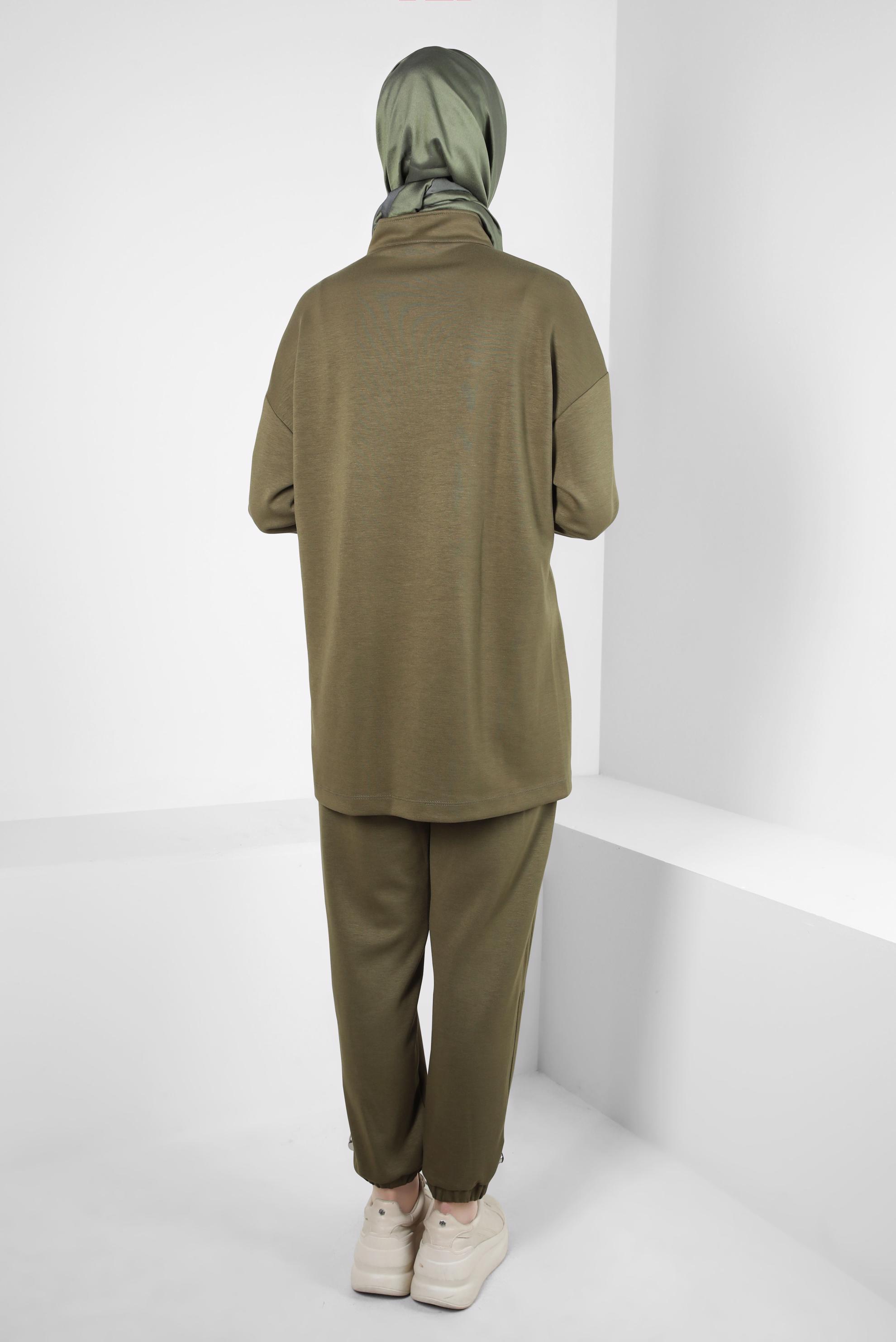 Tesettür giyim HAKİ PANTOLONLU EŞOFMAN TAKIM 44256