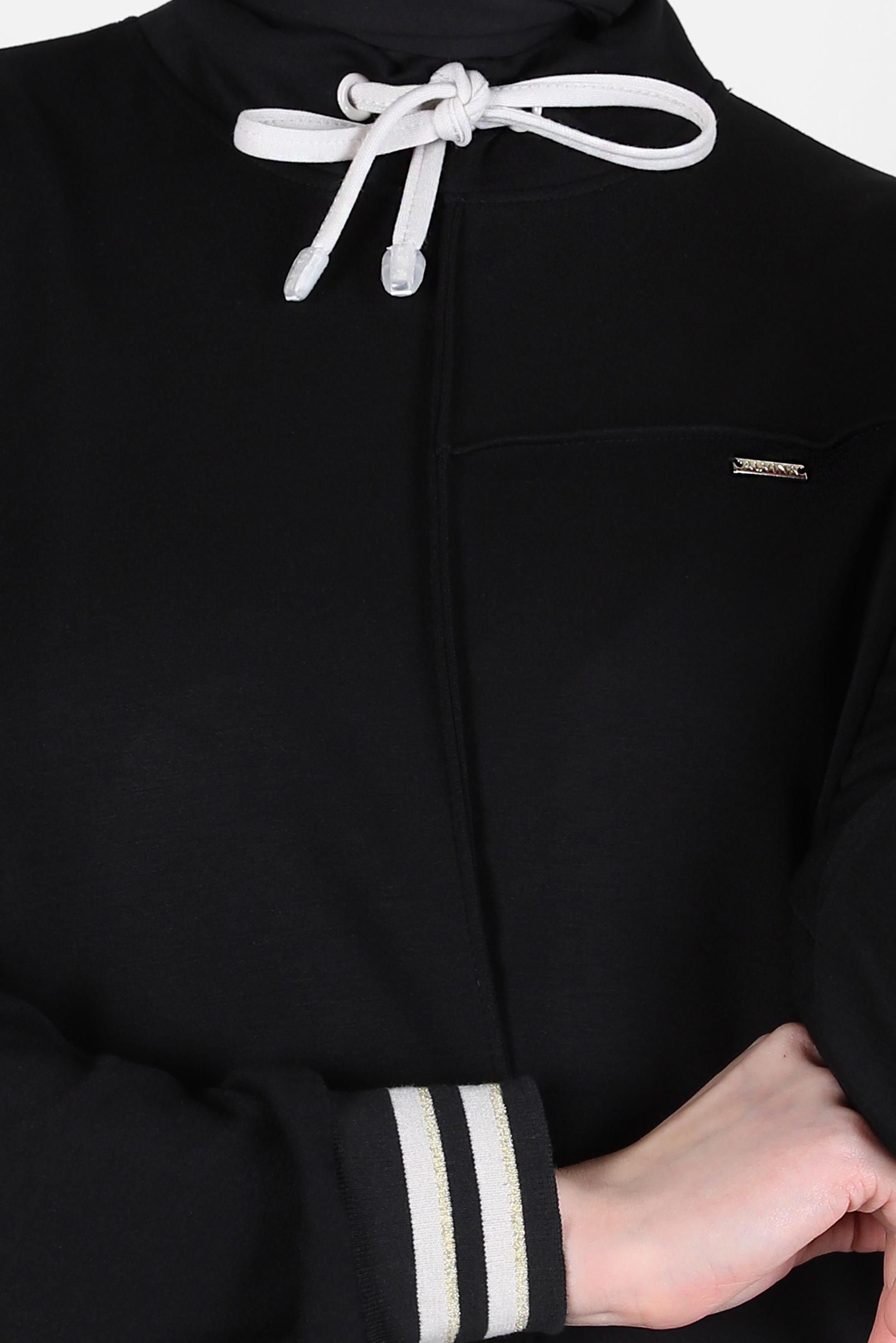 Tesettür giyim SİYAH BAĞCIKLI YAKA EŞOFMAN TUNİK 44257